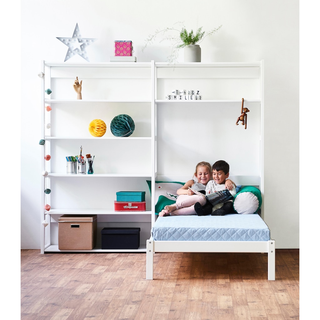 Hoppekids Jugendzimmer-Set »STOREY«, (Set, 16 St., Kinderbett, Rollrost, Schaummatratze, Regalsystem, 8 Einlegeböden)