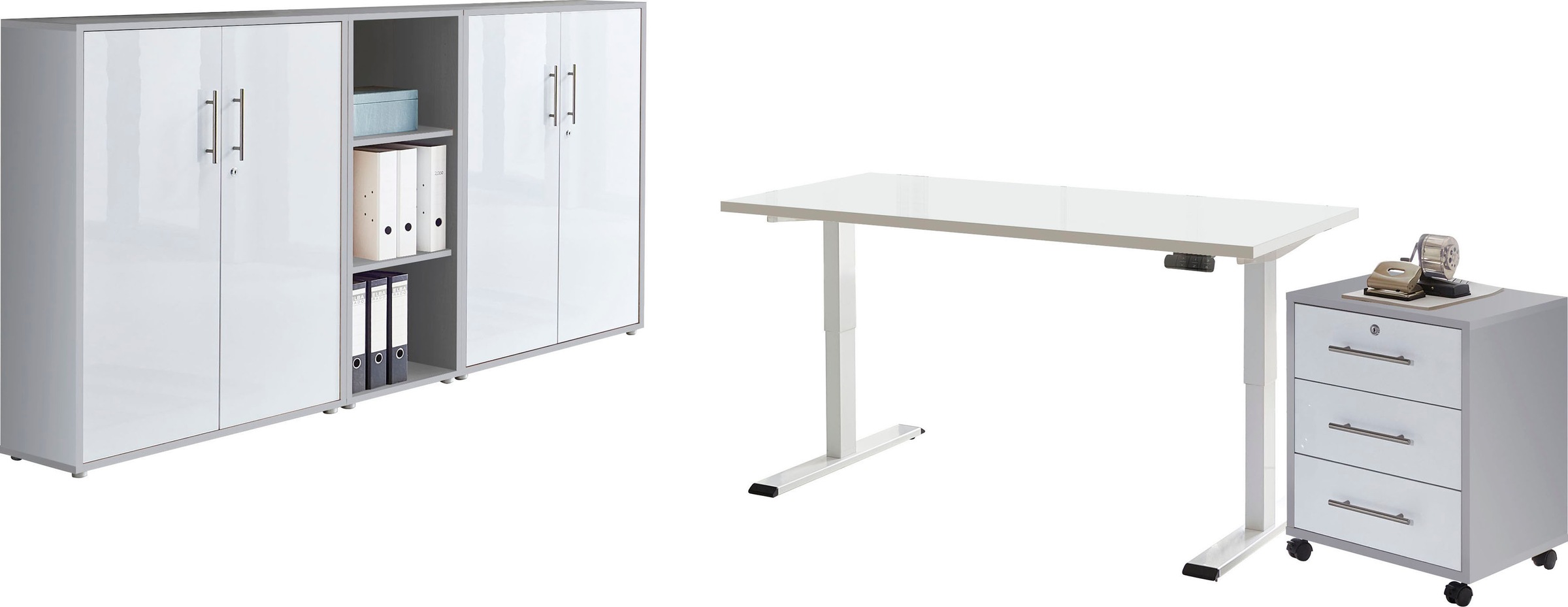 BMG Möbel Büromöbel-Set »Tabor«, (Set, 5 tlg.), mit elektrisch höhenverstellbarem Schreibtisch