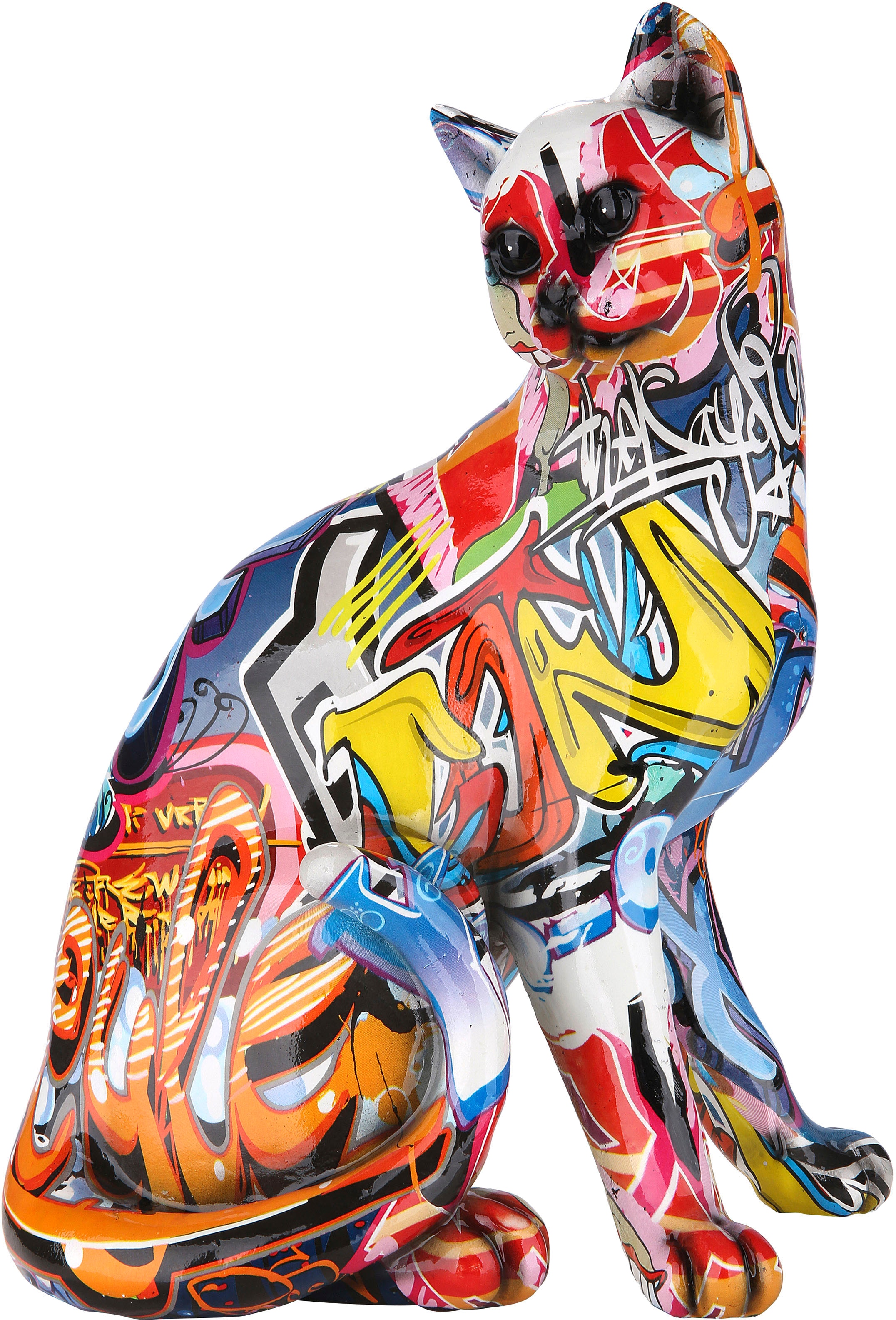 GILDE Dekofigur "Figur Pop Art Katze", Dekoobjekt, Tierfigur, Höhe 29 cm, Wohnzimmer