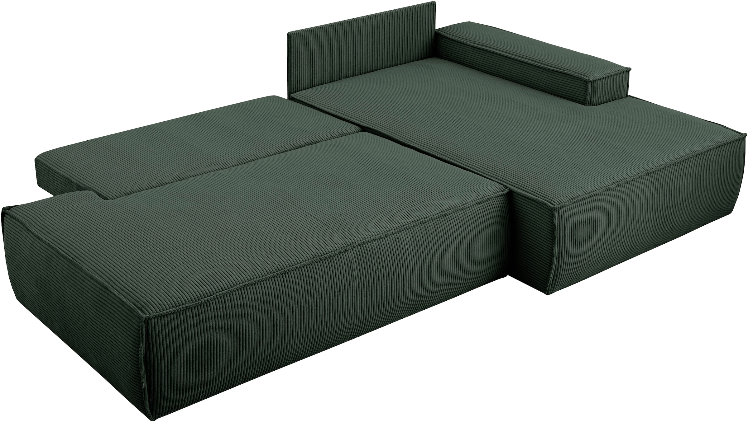 Home affaire Ecksofa »SHERWOOD, Schlafsofa in L-Form offen (275cm), Cord, Leinenoptik«, Schlaffunktion und Bettkasten, Kedernaht, hoher Sitz- & Liegekomfort