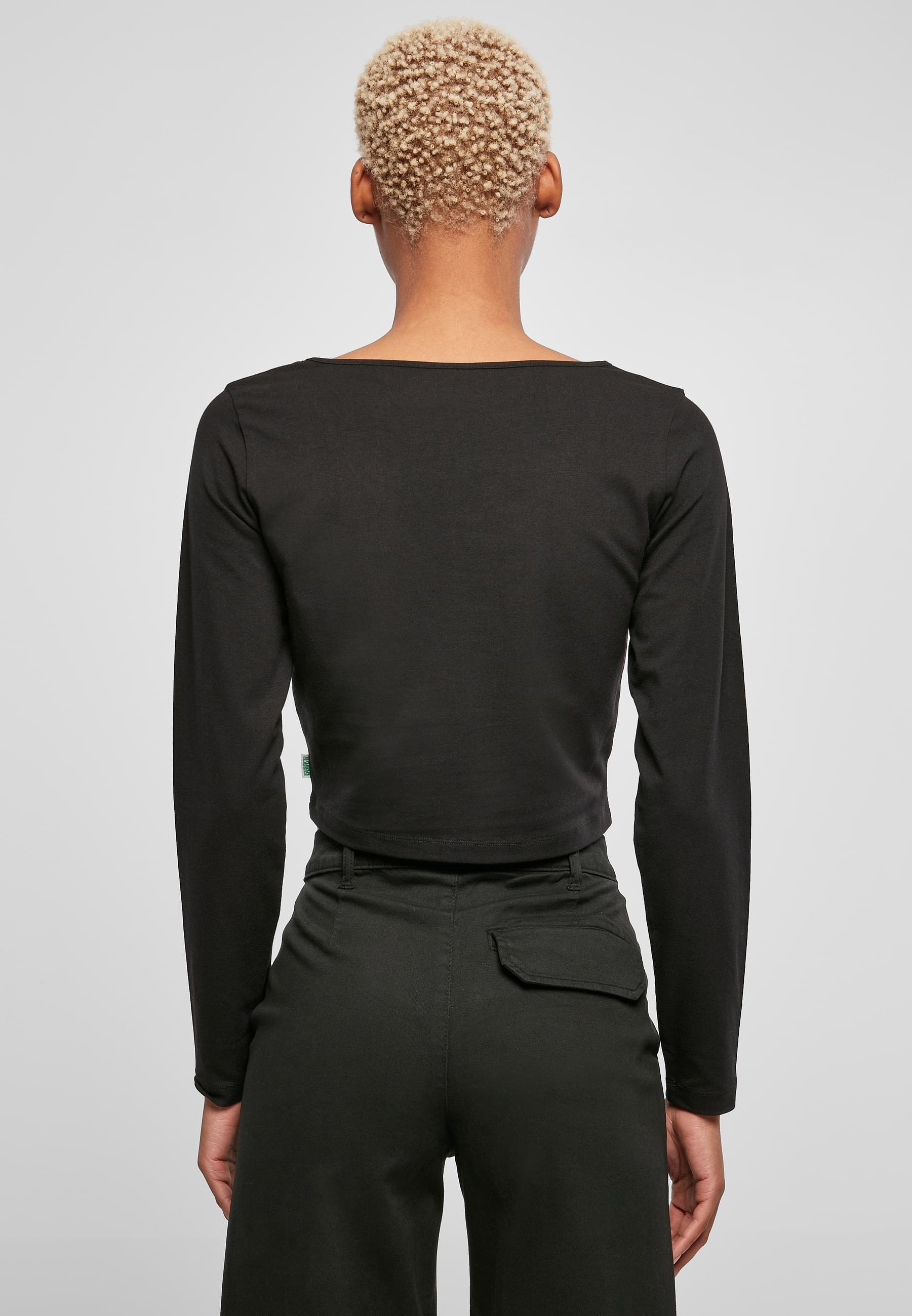 URBAN CLASSICS Longsleeve »Urban Classics Damen Ladies Organic Wide Neck Cropped Longsleeve«, (1 tlg.)