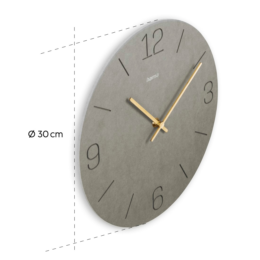 Hama Wanduhr »Uhr "Kreta", Ø 30 cm, Grau«, eingravierte Ziffern