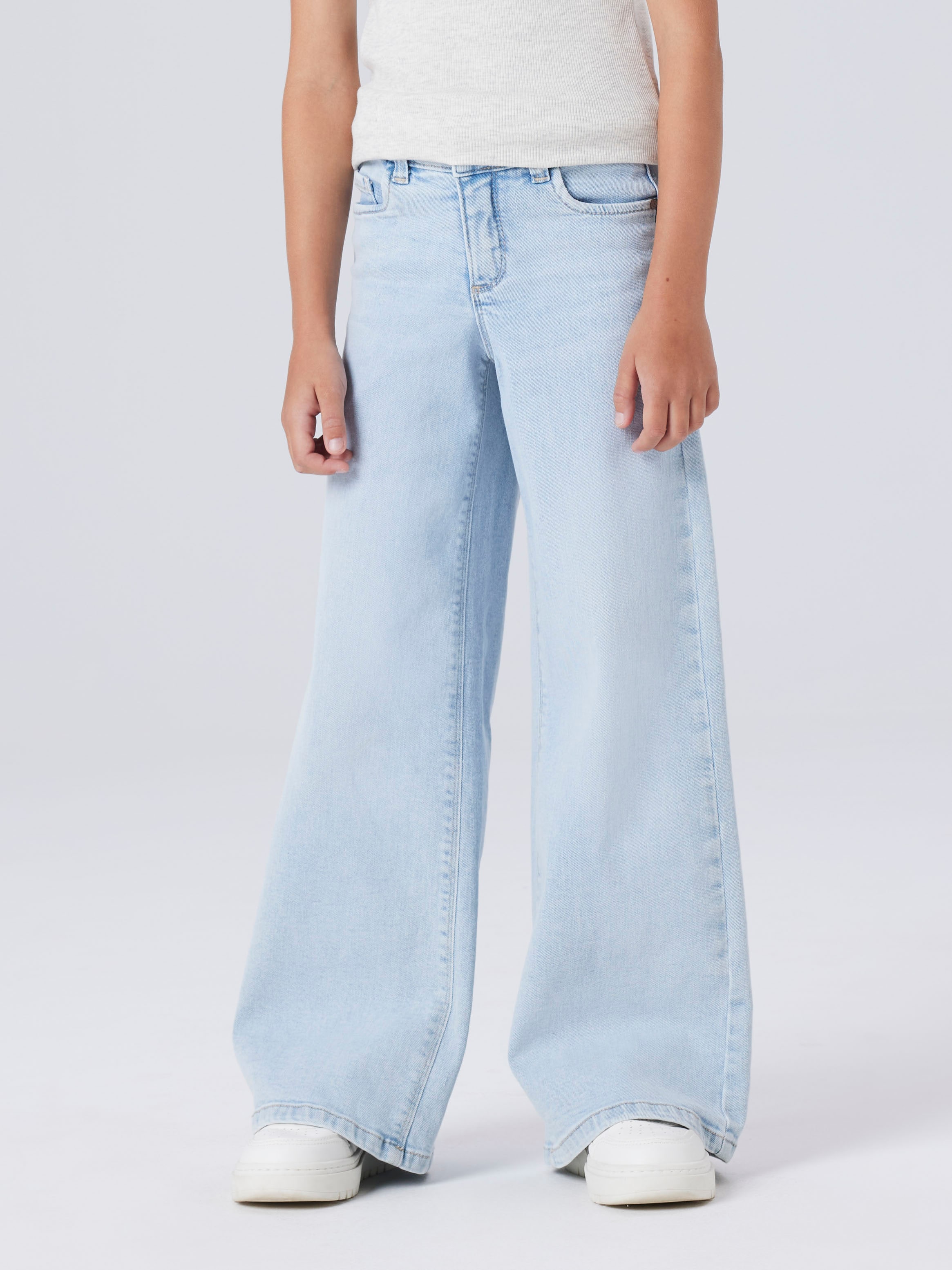 Name It "NKFPOLLY X-WIDE JEANS 3057-FR NOOS" Baumwollmischung, Wide Fit an den Beinen, leichter Used Look
