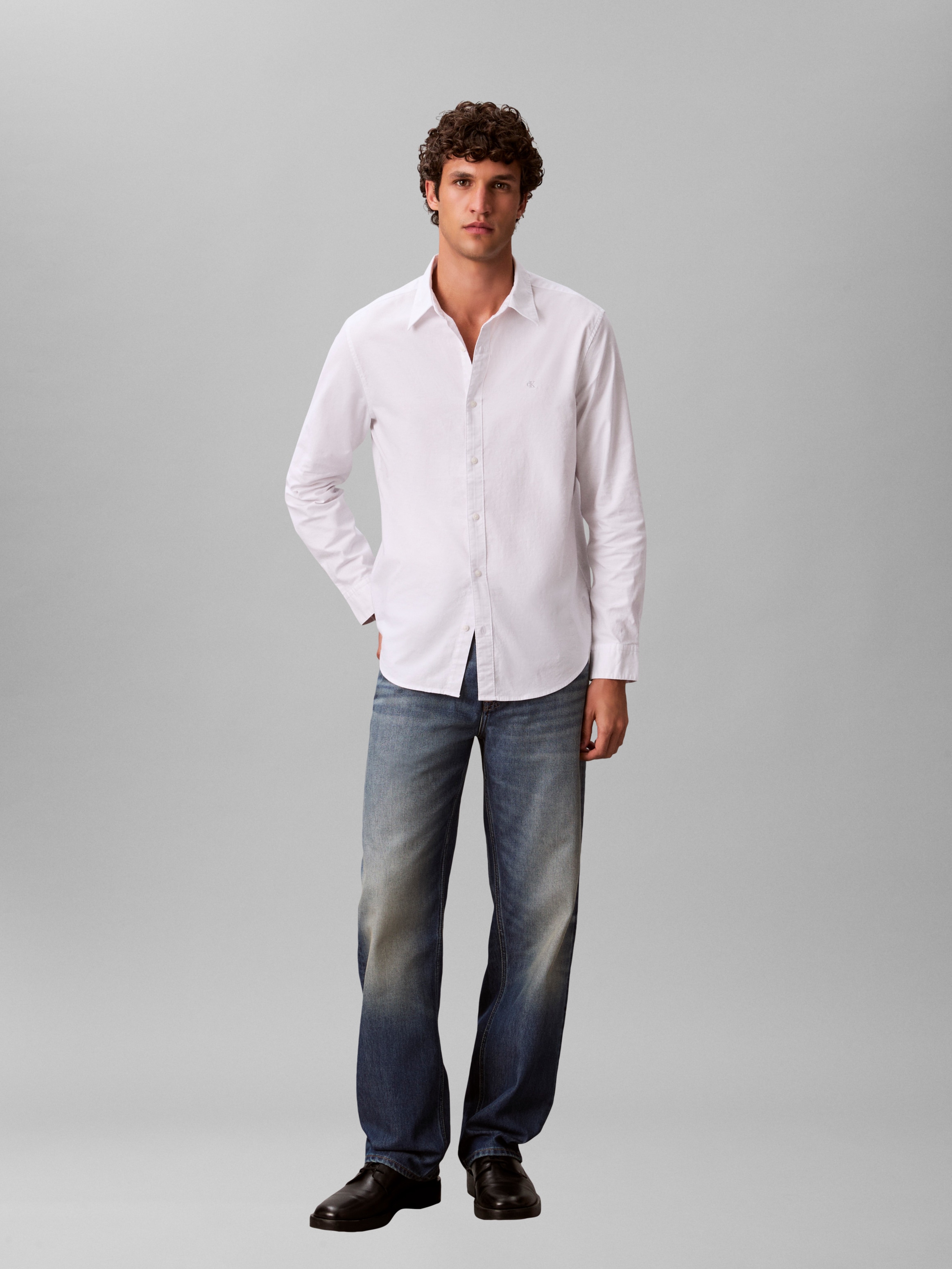 Calvin Klein Jeans Langarmhemd Button-Down-Kragen, Baumwoll-Stretch
