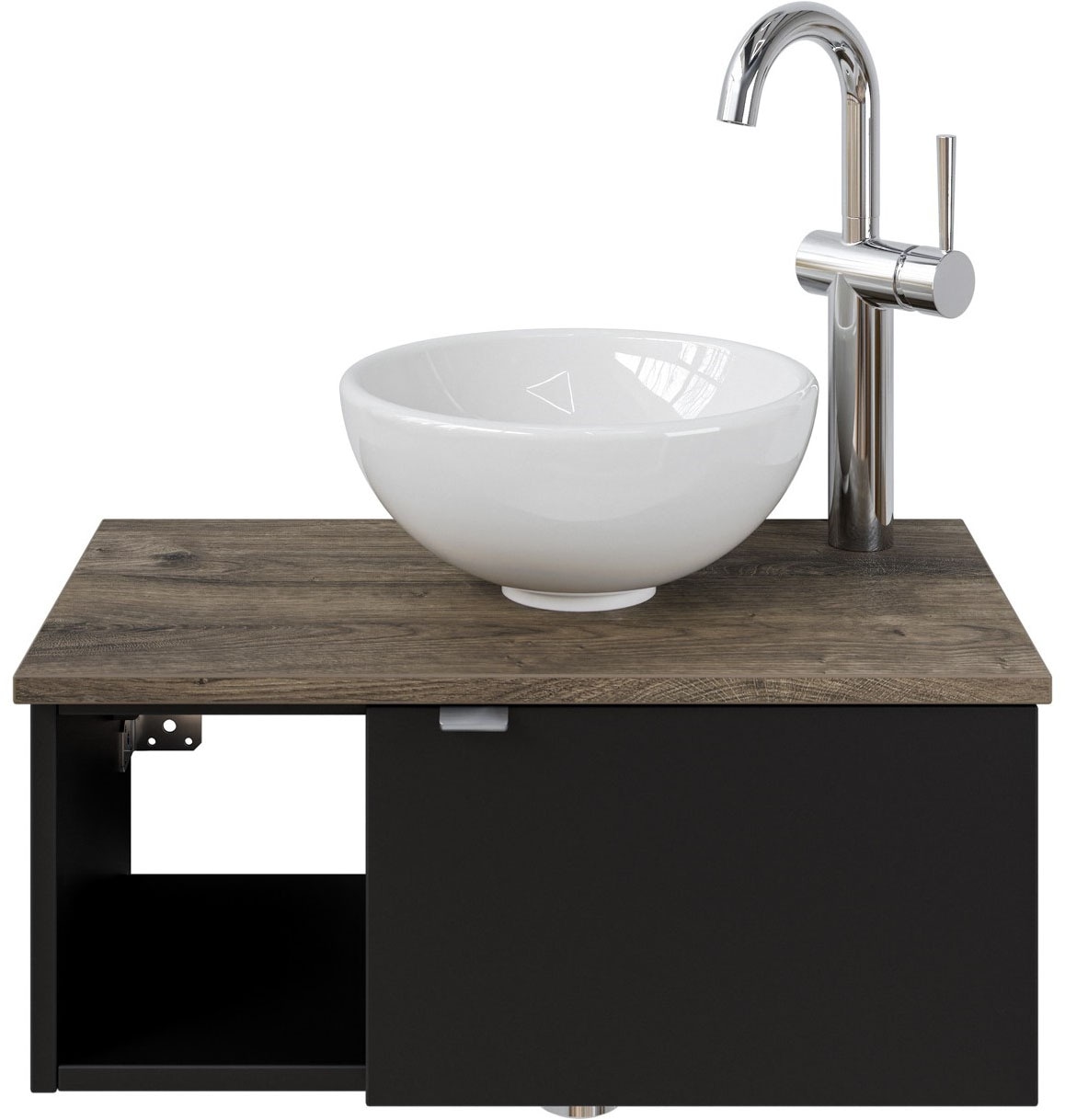Saphir Waschtisch »Serie 6915 Waschschale mit Unterschrank für Gästebad, Gäste WC«, 61 cm mit Keramik-Aufsatzbecken, 1 Tür und 1 Fach