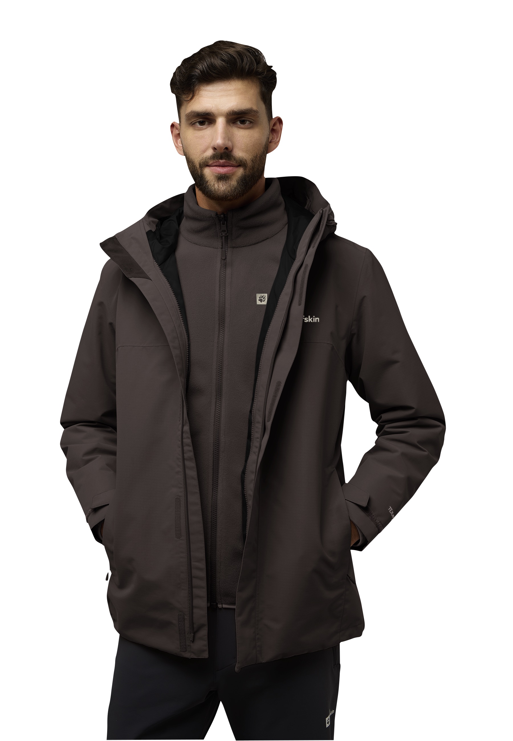 Jack Wolfskin 3-in-1-Funktionsjacke "ALTENBERG 3IN1" mit Kapuze mit gefütterter Kapuze, wasserabweisend, windabweisend