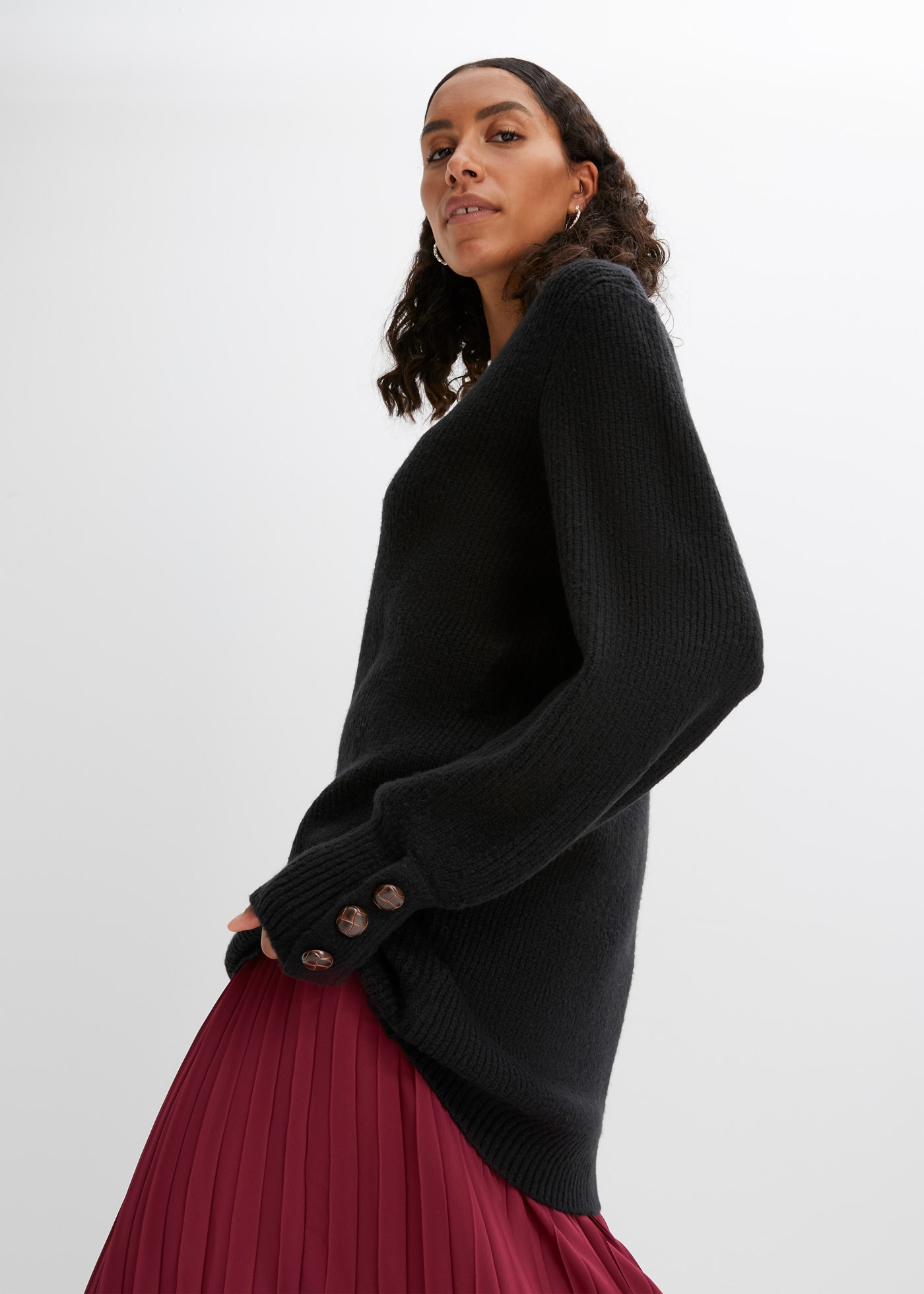 bonprix Longpullover »Longpullover mit Knöpfen« Longpullover mit Knöpfen