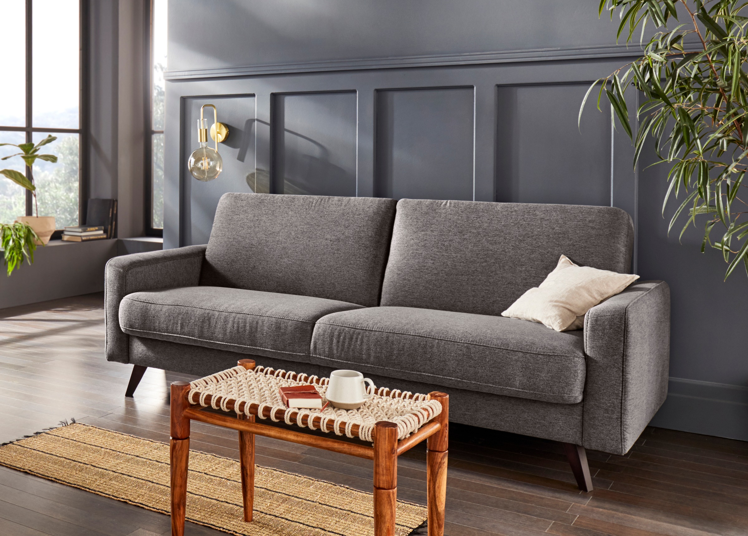 exxpo - sofa fashion 3-Sitzer »Samso, elegant und bequem, toller Sitzkomfort, Schlafsofa«, Kippcouch, inklusive Bettfunktion und Bettkasten, Komfortsitzhöhe 49cm