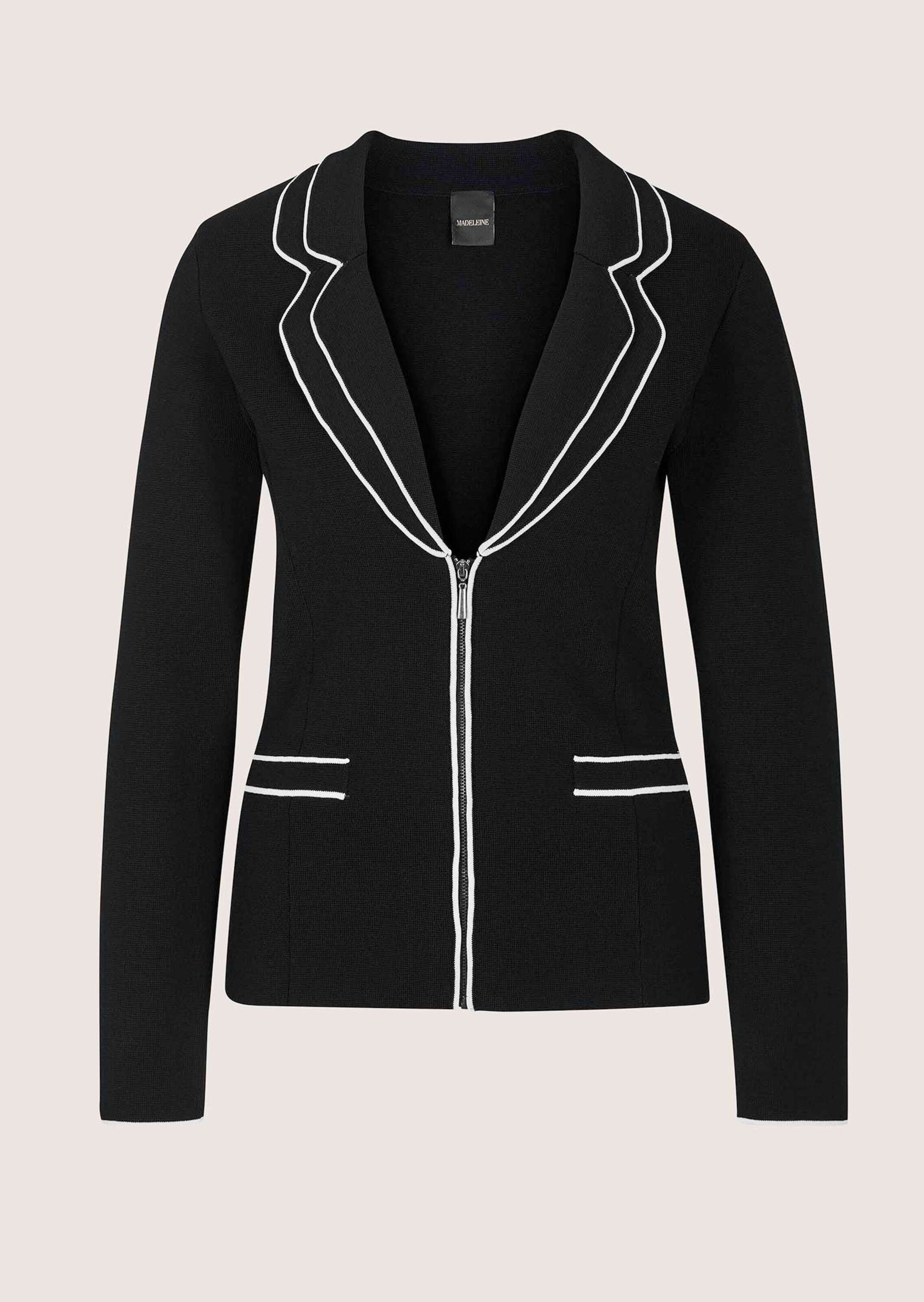 MADELEINE Strickjacke "Strickblazer Langarm Strickjacke mit Reverskragen" gedoppelter Reverkragen