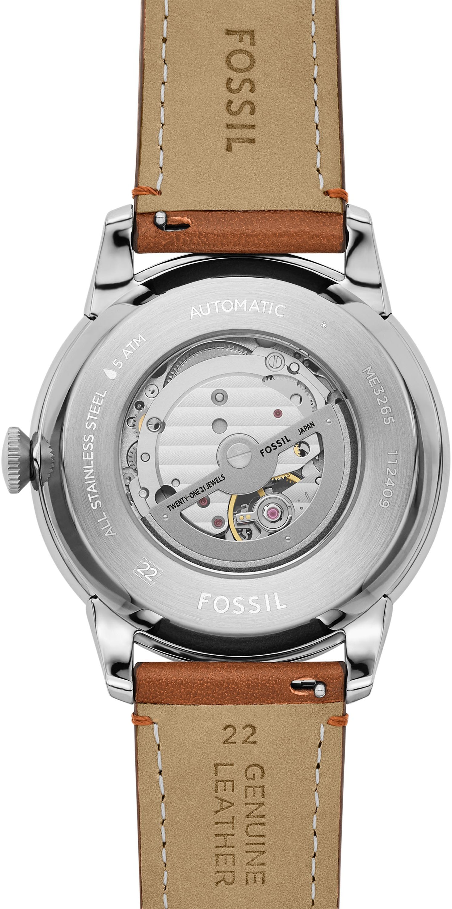 Fossil Automatikuhr »TOWNSMAN«, Armbanduhr, Herrenuhr, Mechanische Uhr, Lederarmband, analog