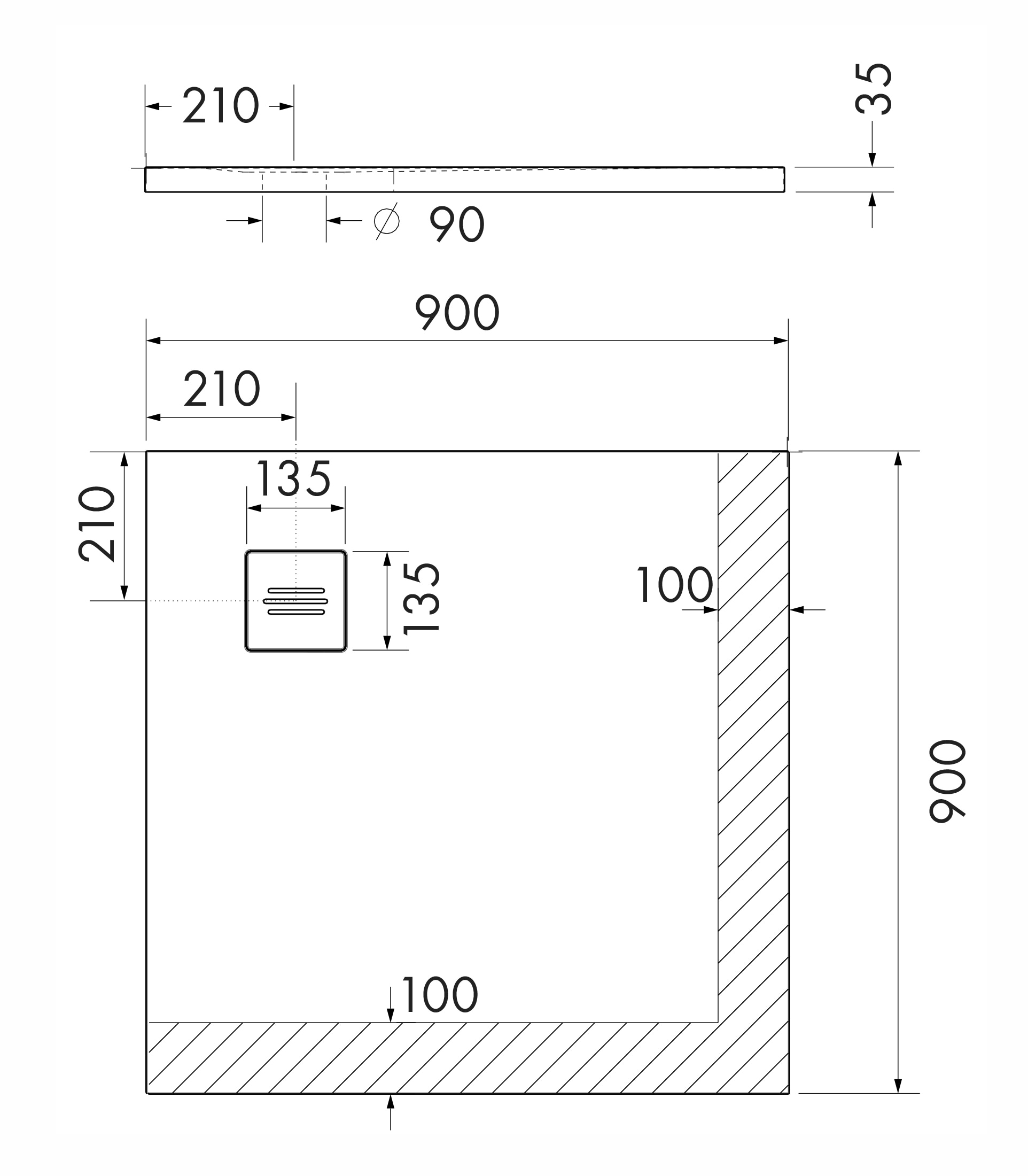 OTTOFOND Duschwanne »Nevis«, 90x90 cm, matt mit Struktur