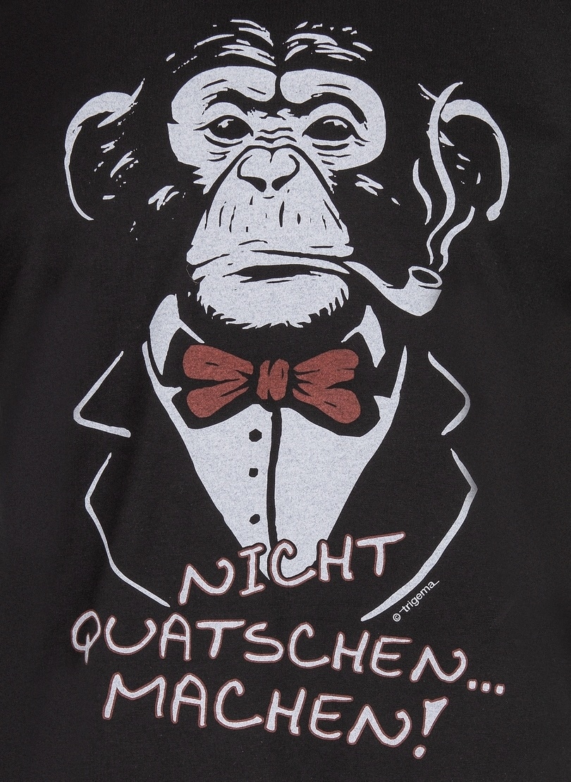 Trigema T-Shirt »TRIGEMA T-Shirt mit Affen-Druckmotiv und Spruch«, (1 tlg.)