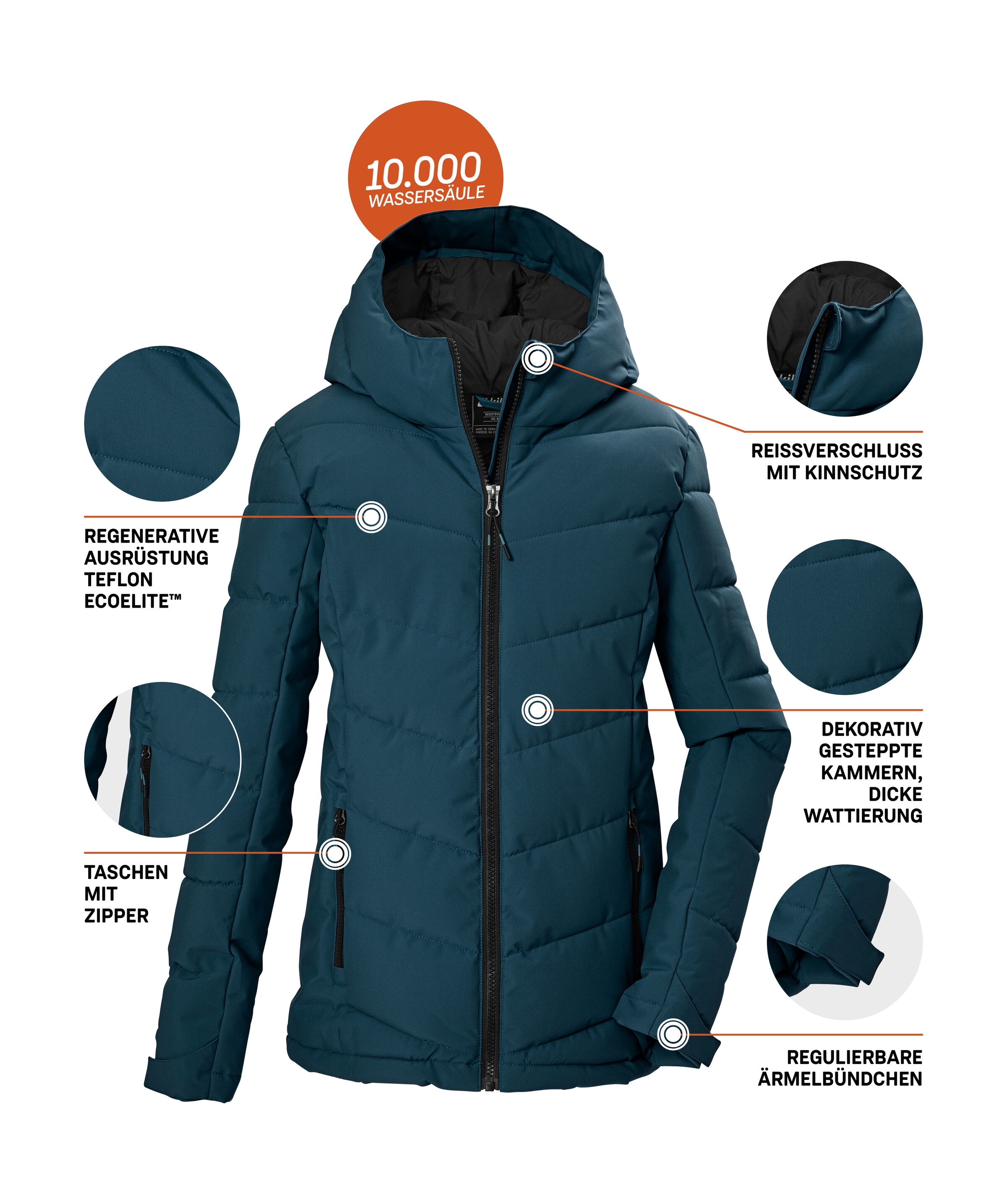 Killtec Steppjacke »KOW 220 GRLS QLTD JCKT« Winddichte, wasserabweisende Kinderjacke mit verstellbaren Bündchen