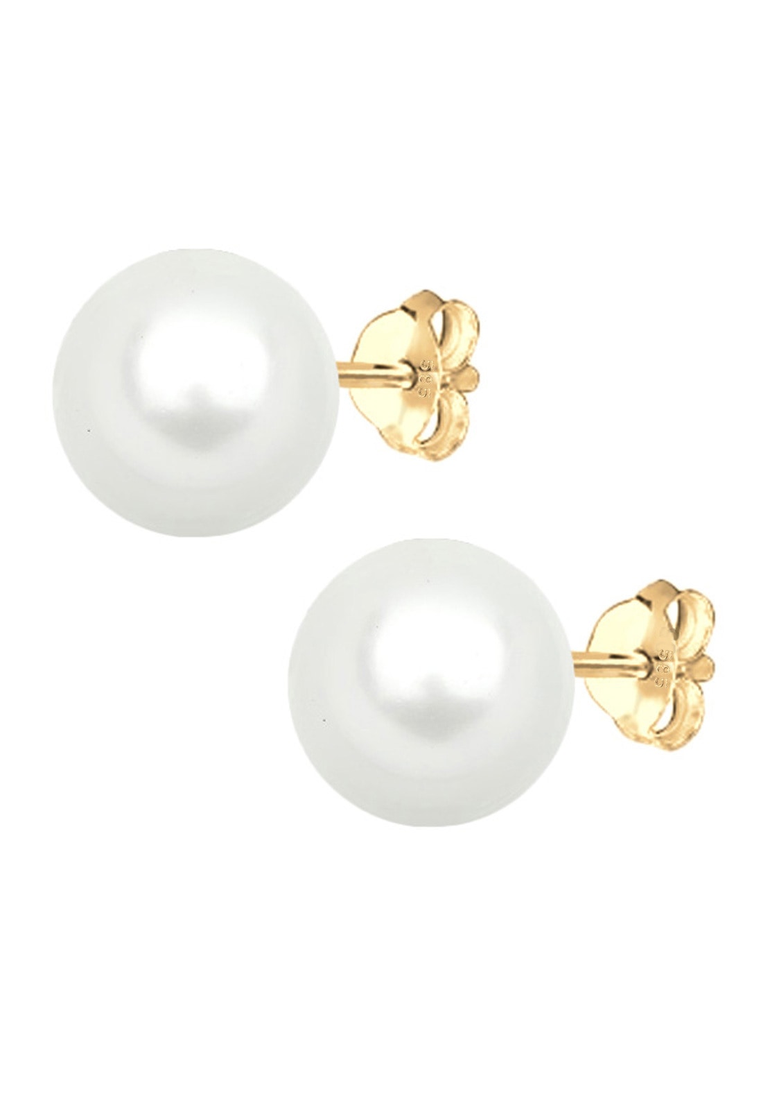 Elli Premium Paar Ohrstecker »Muschelkernperlen Basic Klassisch 585 Gelbgold«