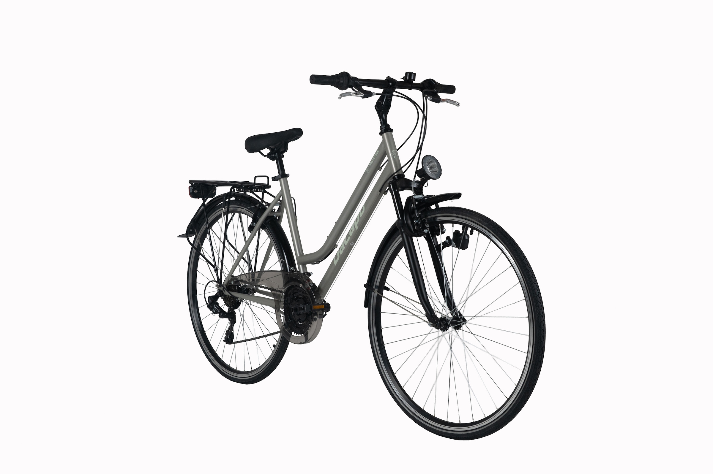 Dacapo Trekkingrad »DaCapo Trekkingrad Damen 28'' Montreal silver« 21 Gang Shimano Tourney Schaltwerk Kettenschaltung 53, 
