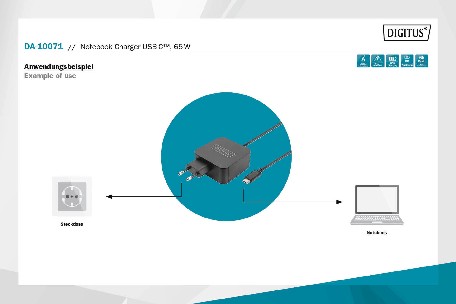 Digitus Notebook-Ladegerät »USB-C Notebook Charger 65W«