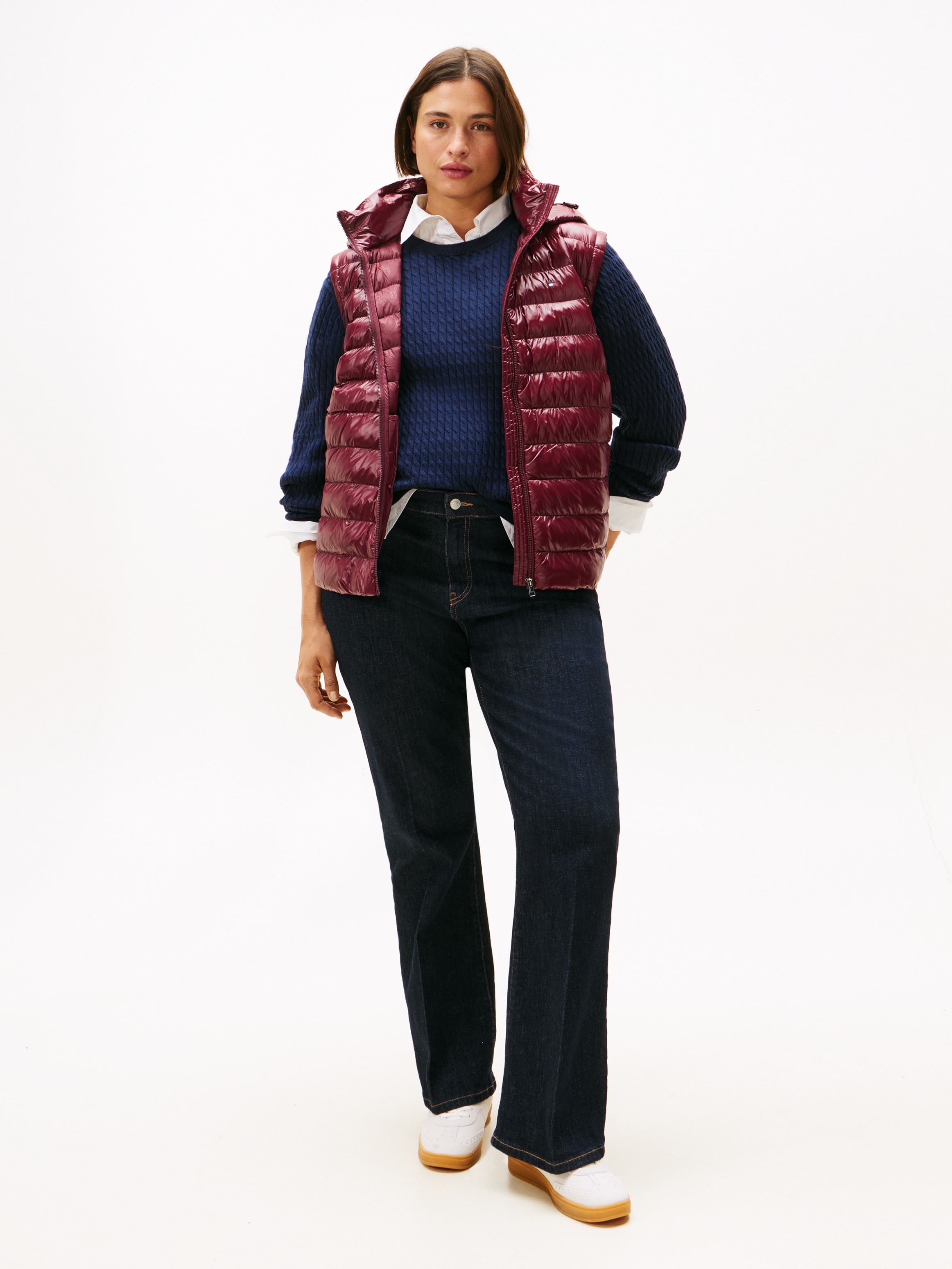 Tommy Hilfiger Curve Steppweste »CRV LW PADDED SLIM VEST«, in großen Größen, mit Kapuze
