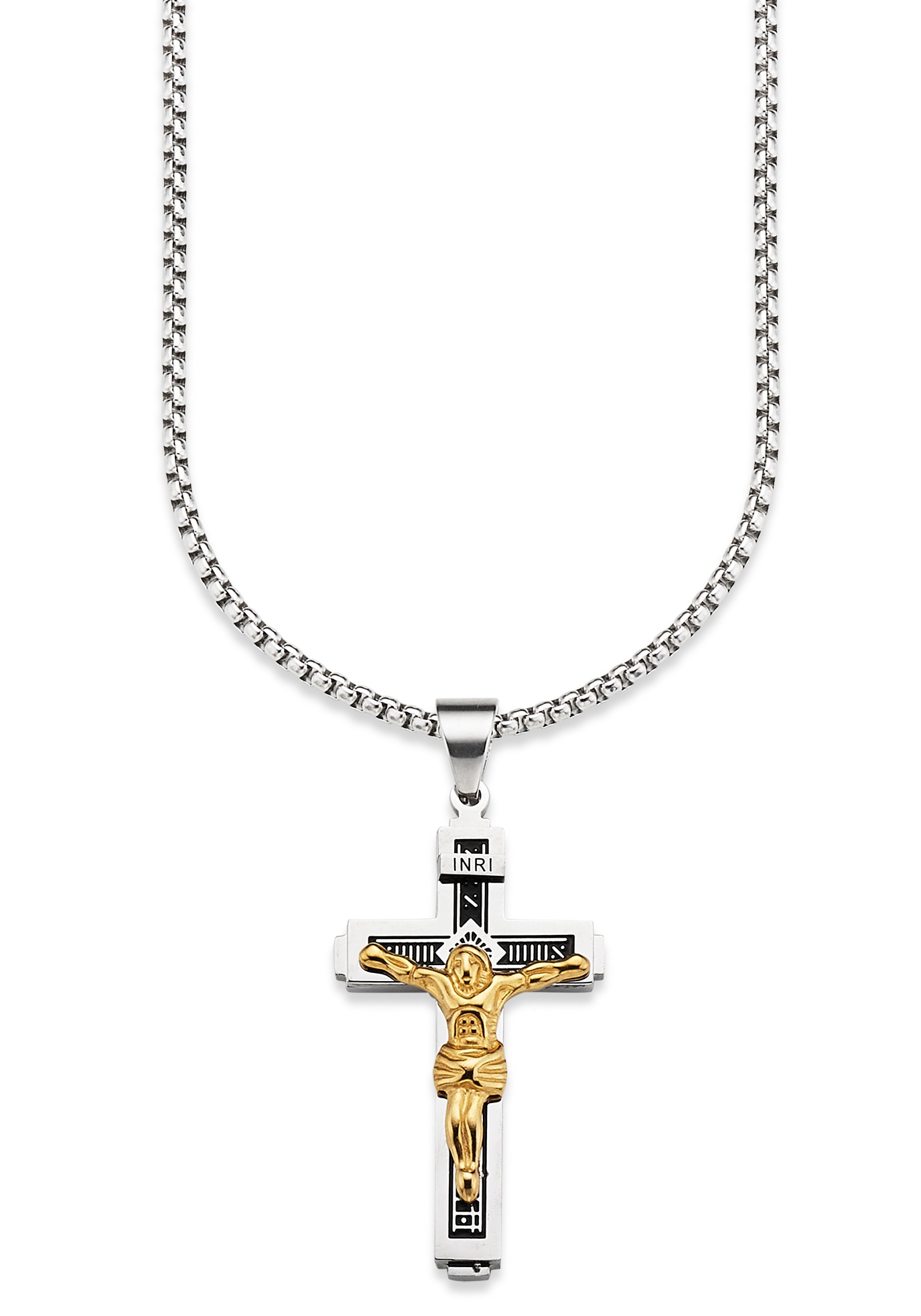 Bruno Banani Kette mit Anhänger »Schmuck Geschenk, Halskette Kreuz Venezianerkette Gravur INRI«