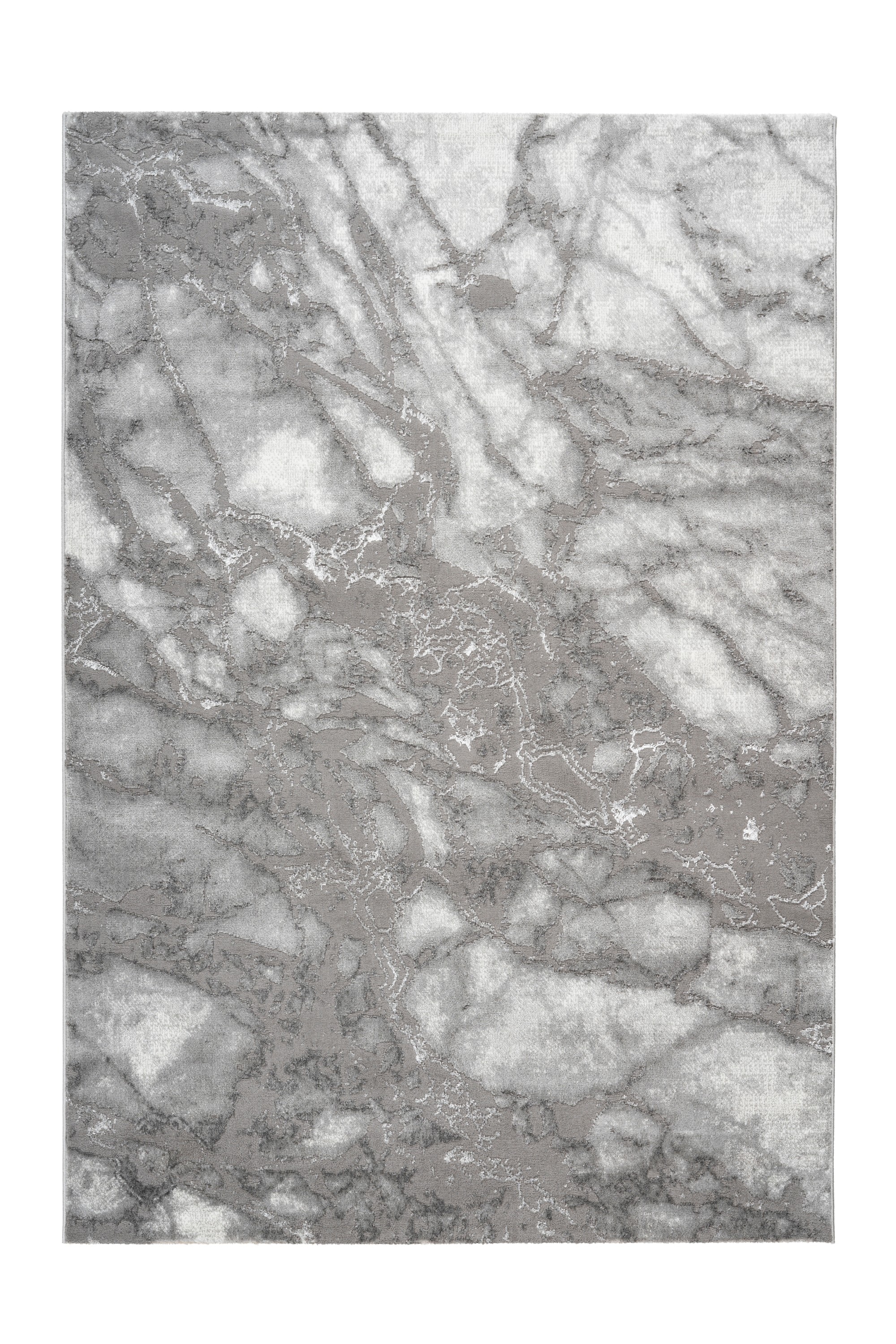 Teppich KAYOOM "Mineral 425", silber, B:200cm H:12mm L:290cm, Polypropylen, Teppiche, Teppich, Kurzflor, Hoch Tief Struktur, Wohnzimmer