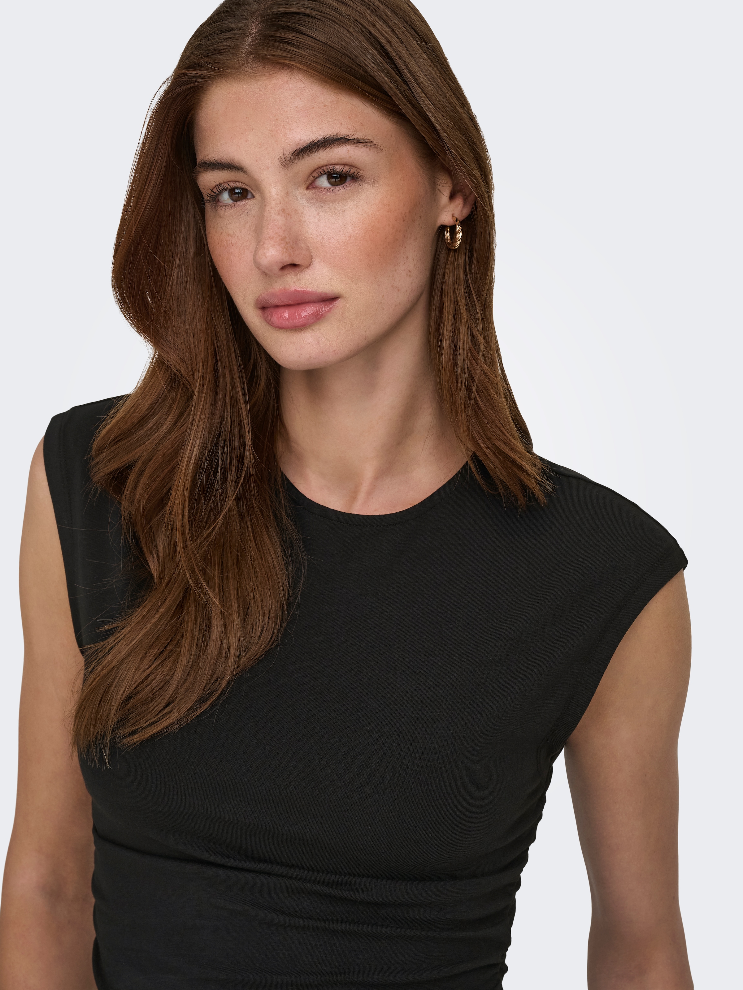 ONLY »ONLMIRA CAPSL RUCHING TOP JRS NOOS« Baumwollmischung, regular fit, Rundhals
