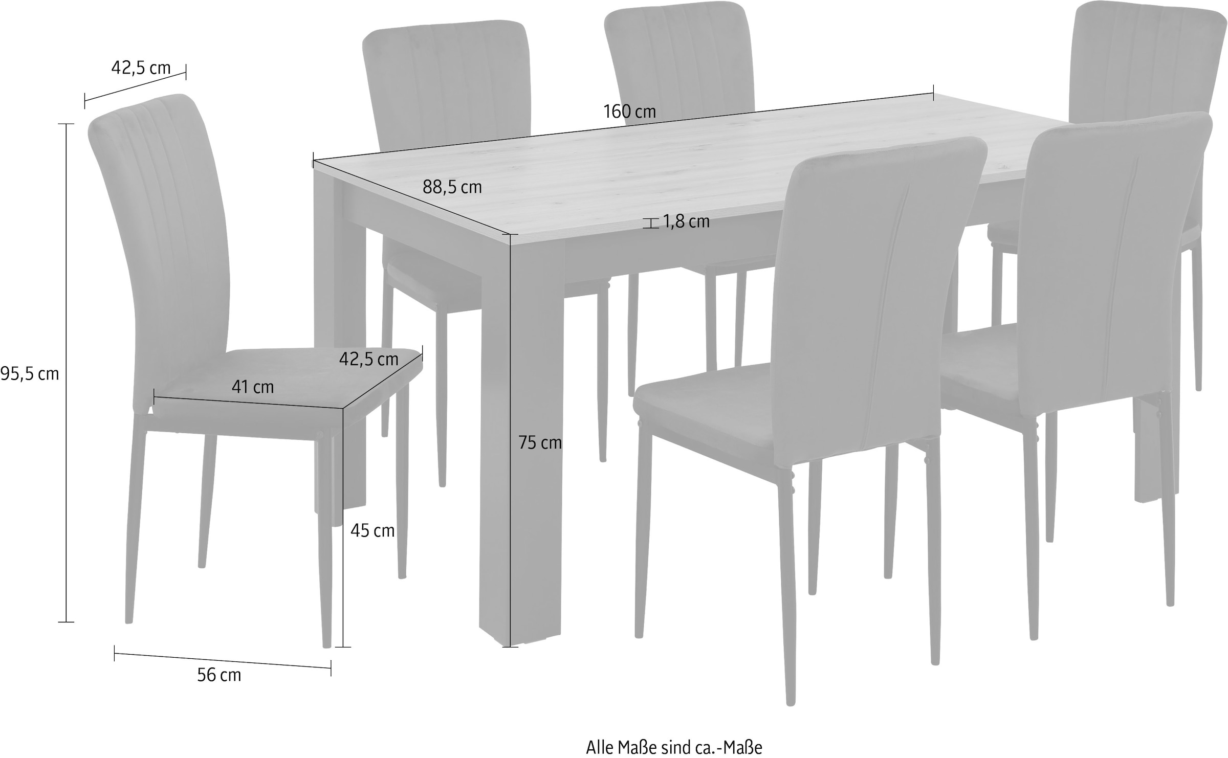 Esszimmerstuhl BAUR Tischgruppe Essgruppe mit affaire und tlg.), 7 Home Esstisch 7-teilige | (Set, modernem bestellen »Bergamo«,