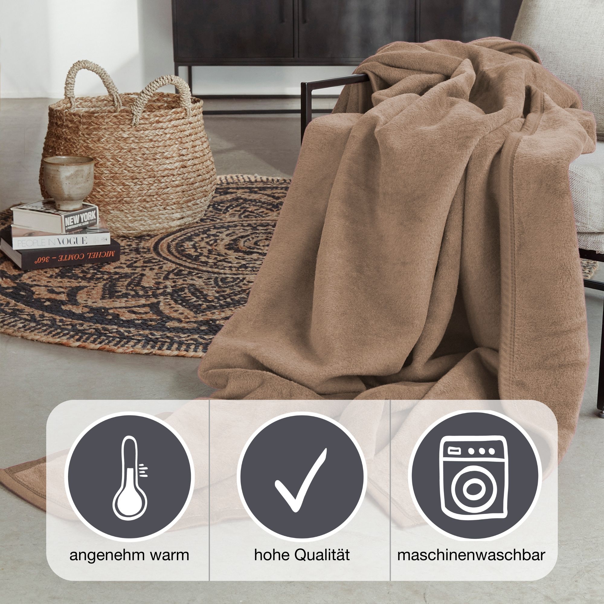 IBENA Wohndecke »Luxus« verschiedene Größen, uni, Kuscheldecke, Premium, made in Europe!