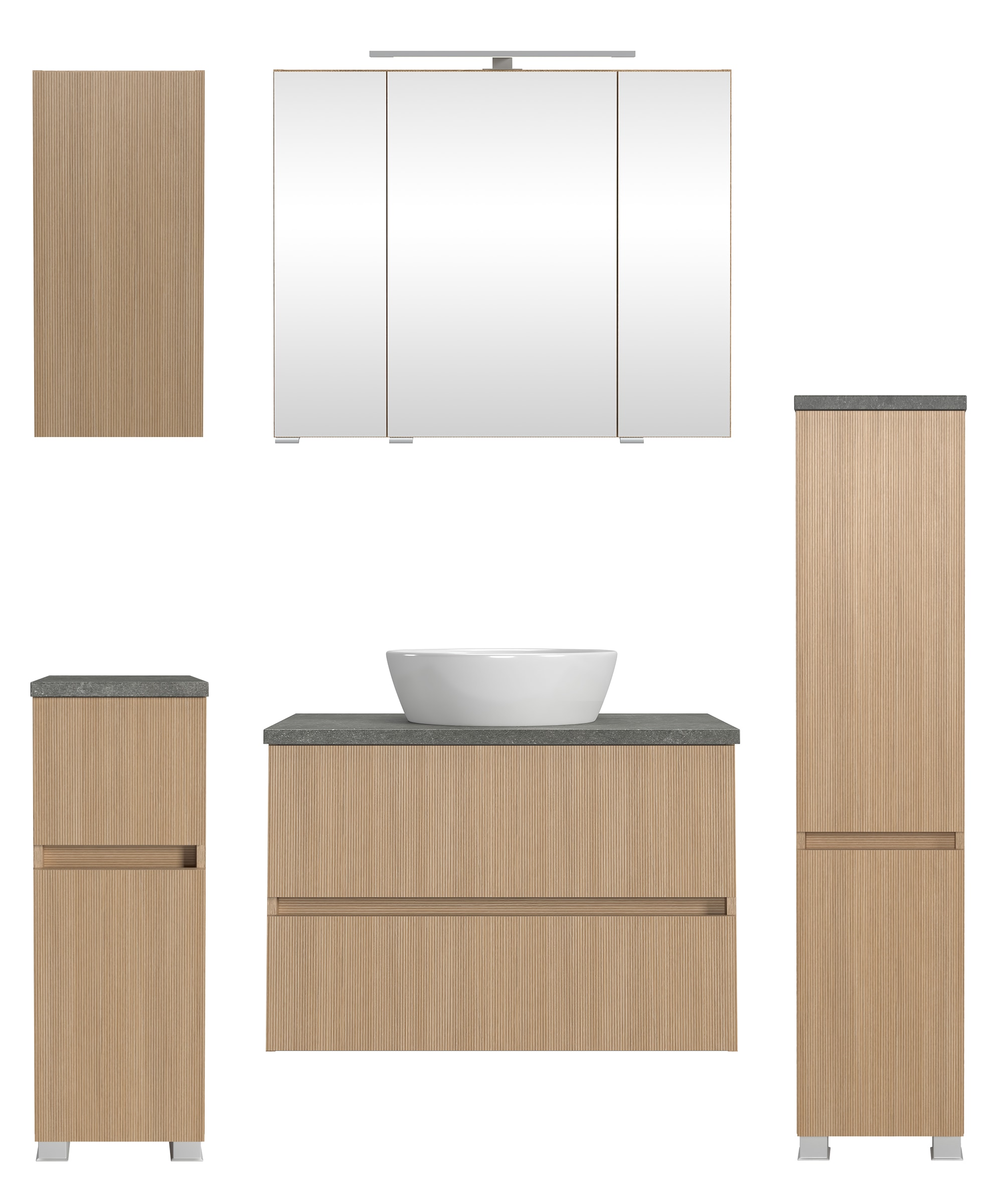 welltime Badmöbel-Set "Eixo", Set 140 cm breit, Badmöbel mit LED-Beleuchtun günstig online kaufen