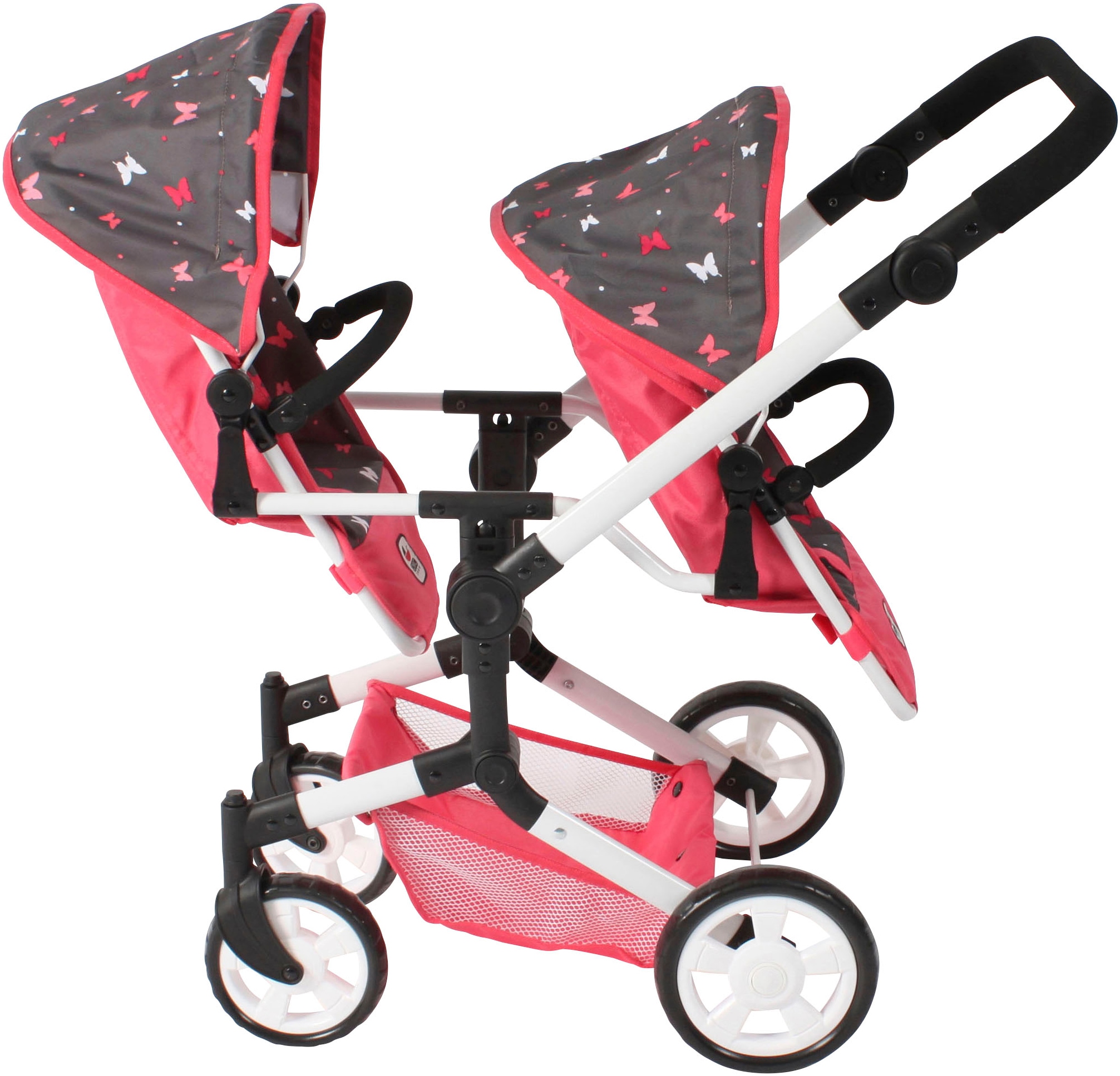 CHIC2000 Puppen-Zwillingsbuggy »Linus Duo, Butterfly«, mit zwei abnehmbaren, bis in Liegeposition verstellbaren Sportsitzen