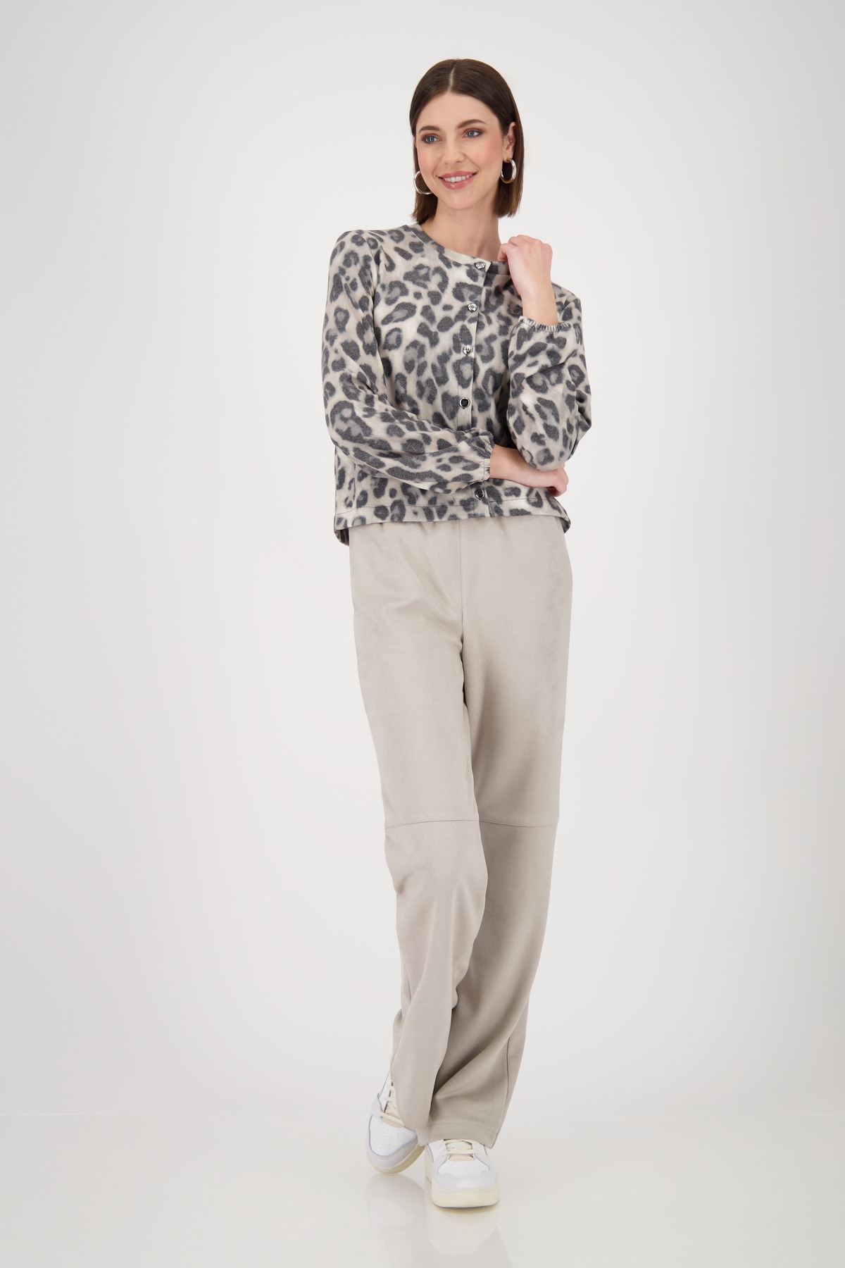 Monari Strickjacke »Jacke Jacke Leo Allover«, Mit Rundhalsausschnitt