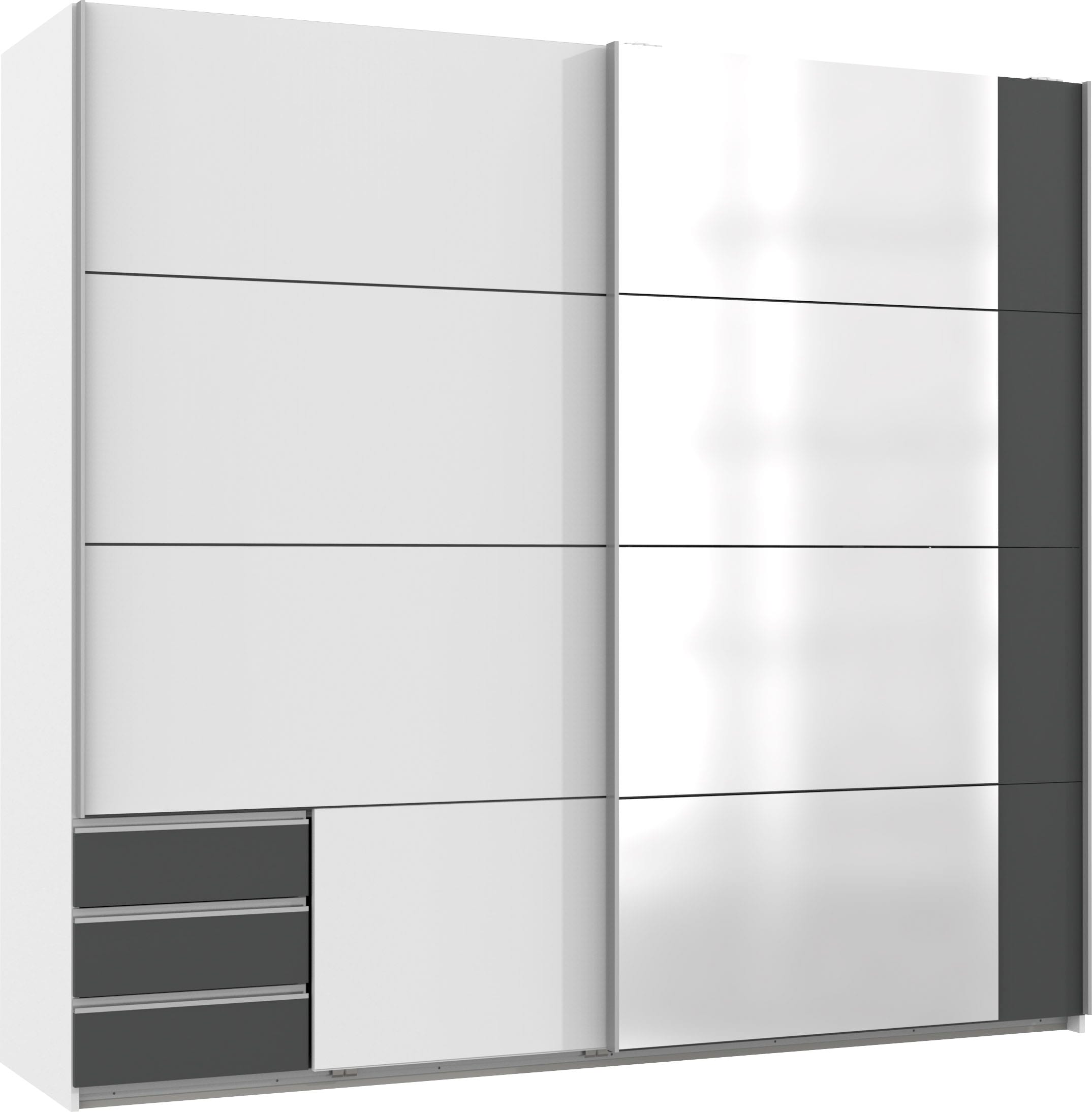 Wimex Schwebetürenschrank "Emden moderner Kleiderschrank mit Spiegel und Schubladen" Schlafzimmer Schrank Garderobenschrank mit Schwebetüren Topseller