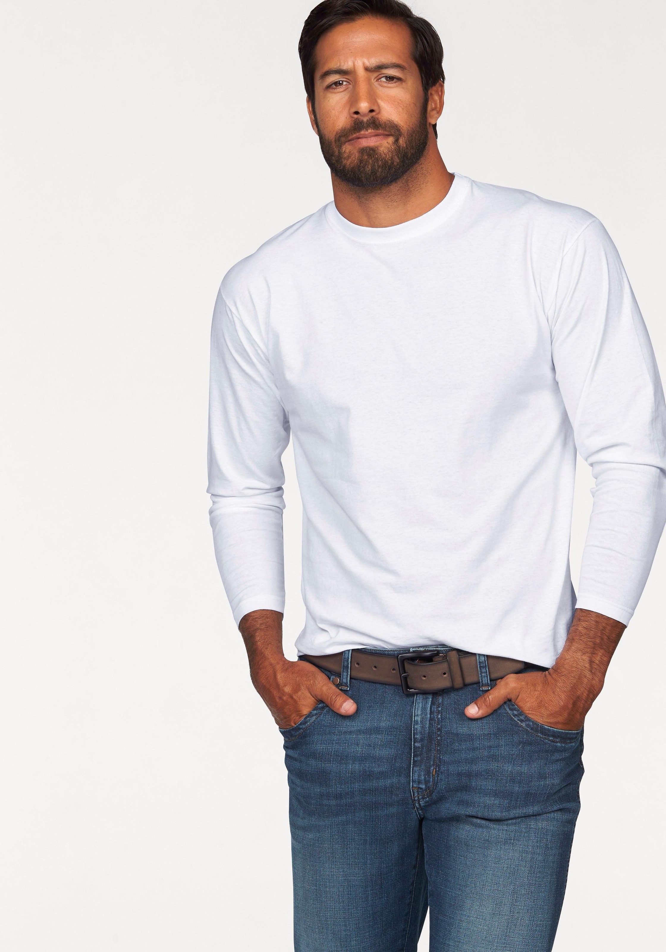 Fruit of the Loom Langarmshirt Packung, 2 Stk. aus reiner Baumwolle, 2-er P günstig online kaufen