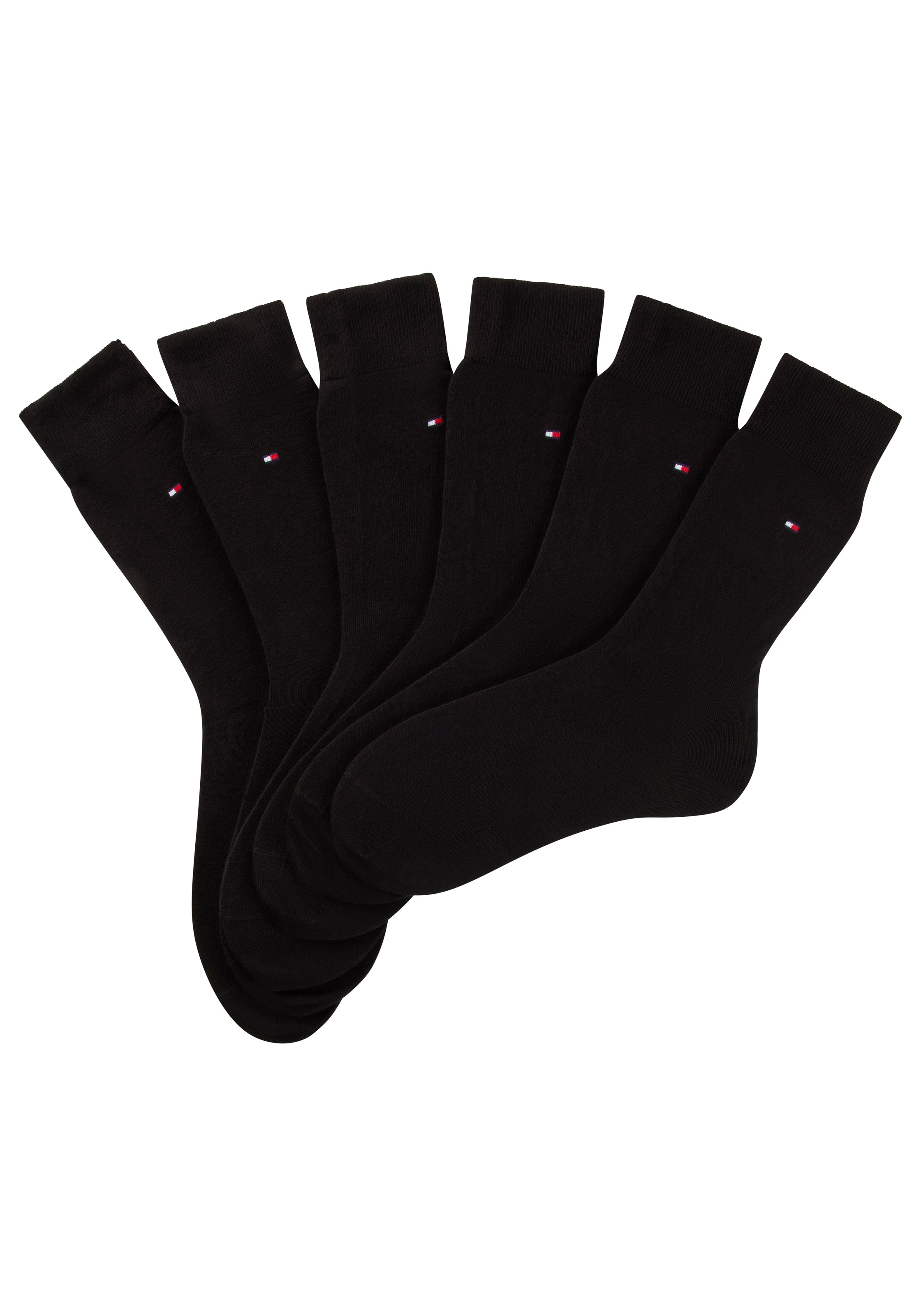 Tommy Hilfiger Socken »TH MEN SOCK 6P ECOM«, (Packung, 6 Paar, 6 Paar), Gekämmte Baumwolle, atmungsaktiv, druckfreier Bund