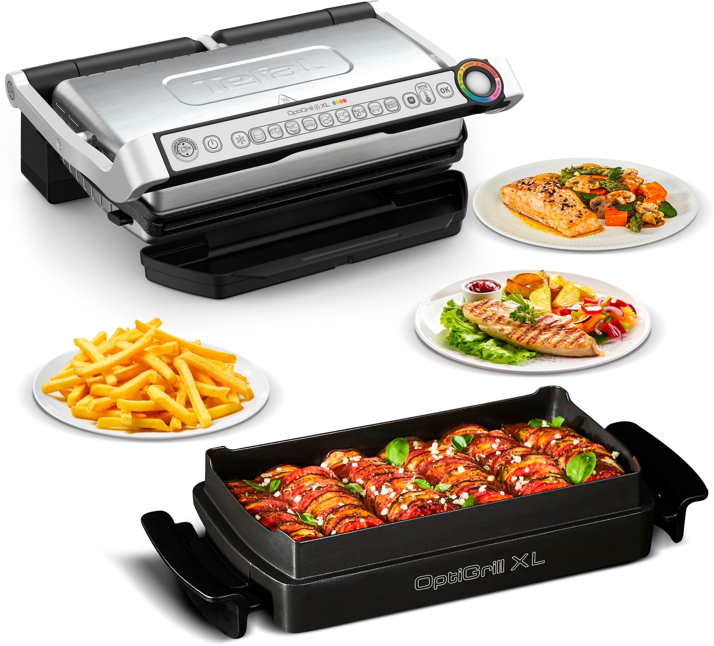 Tefal Kontaktgrill "OptiGrill+ XL inkl. Backschale, manueller Modus mit 4 T günstig online kaufen