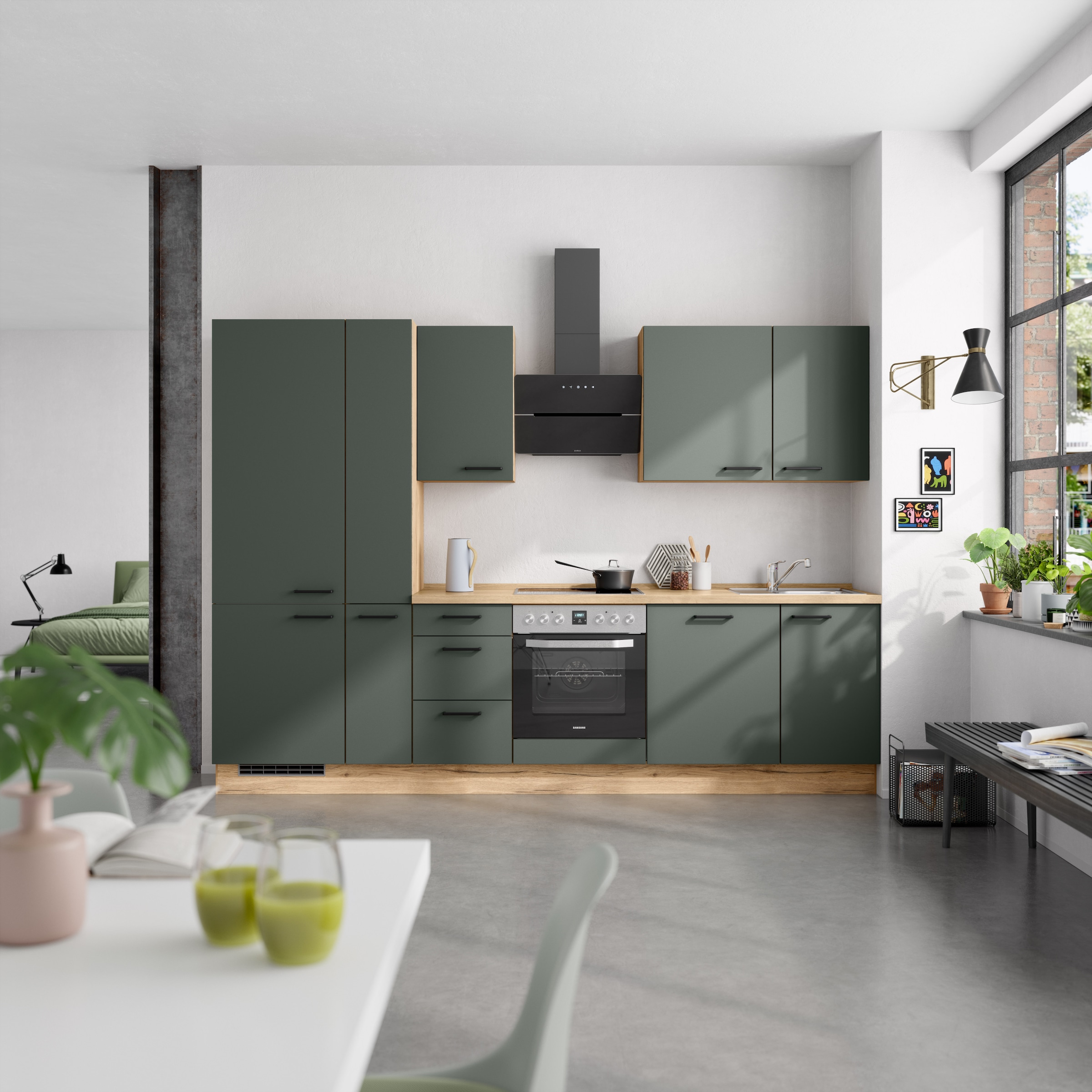nobilia® Küchenzeile »"Easytouch II"«, vormontiert, Ausrichtung wählbar, Breite 300 cm, wahlw. mit E-Geräten