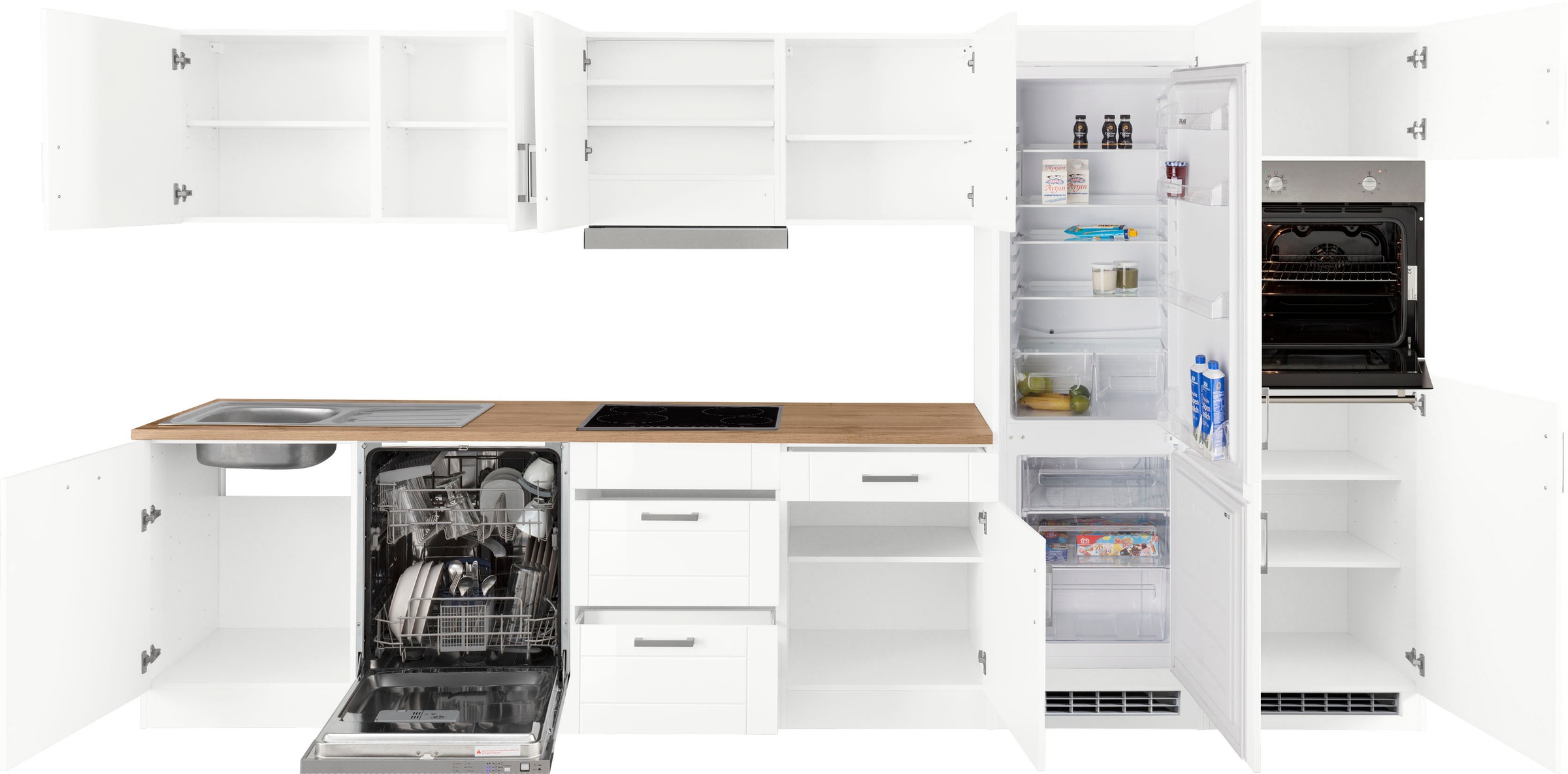 KOCHSTATION Küchenzeile »KS-Tinnum«, mit E-Geräten, Breite 360 cm