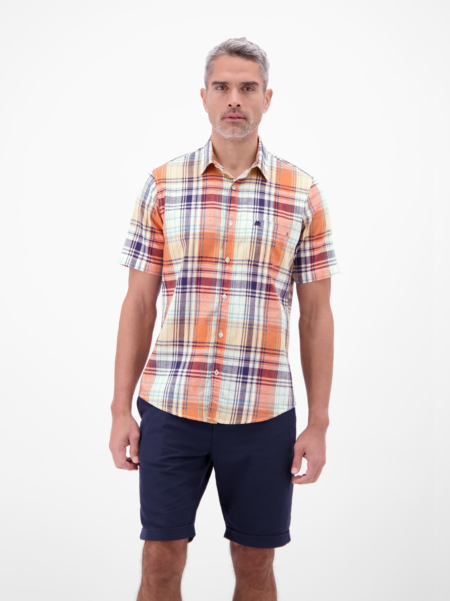 LERROS Kurzarmhemd "Kariertes Kurzarmhemd aus Baumwolle und Leinen" günstig online kaufen