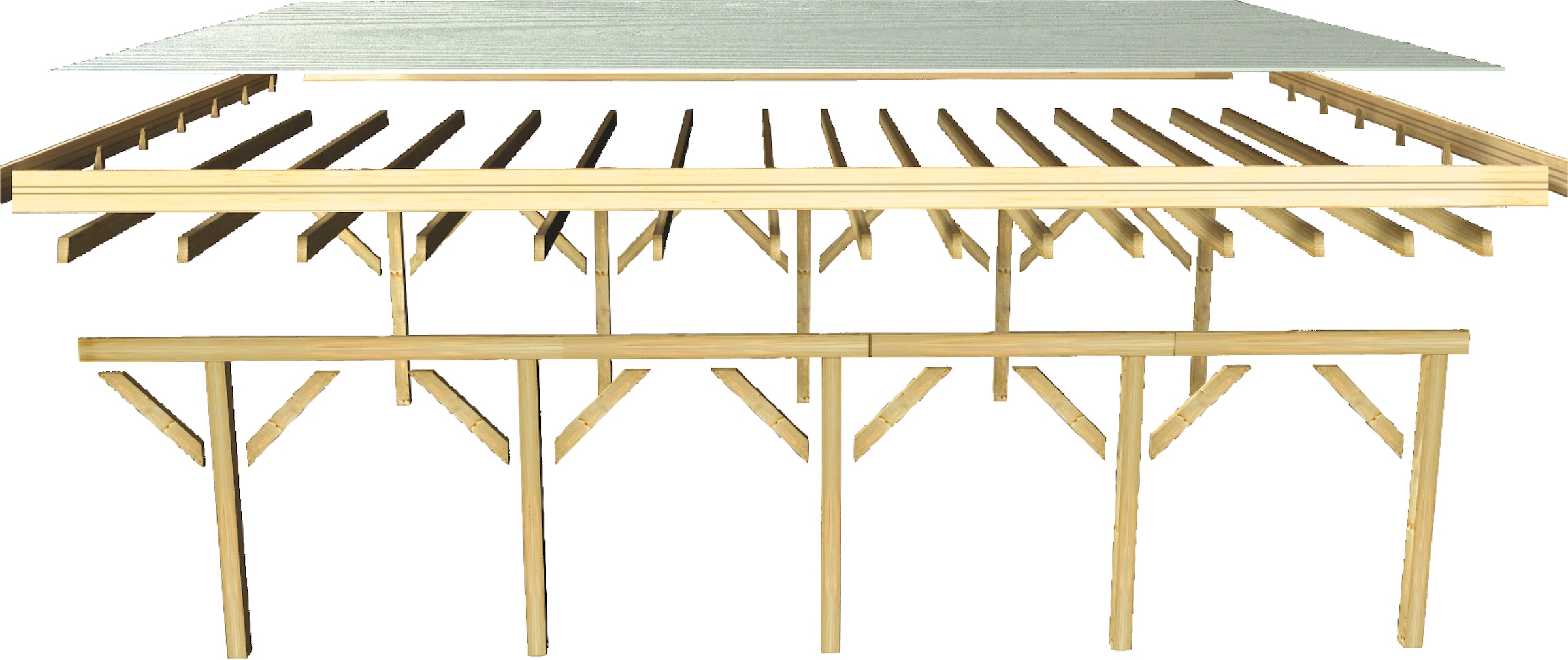 Karibu Einzelcarport »Classic Grundpaket Stahl, kesseldruckimprägniert«, Masivholz, 250 cm, KDI, aus Masivholz