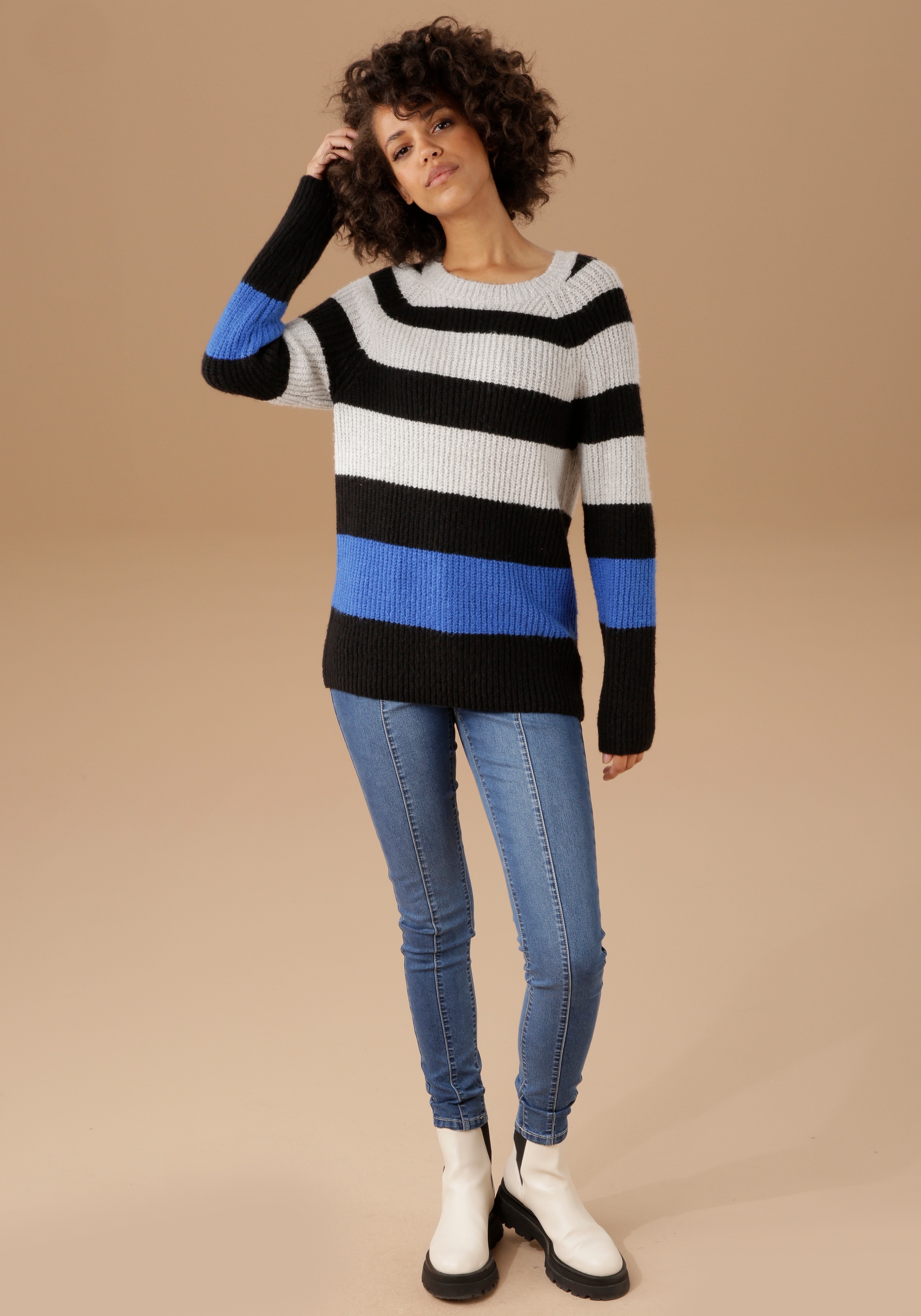 Aniston CASUAL Strickpullover im trendigem Streifen-Dessin NH9044