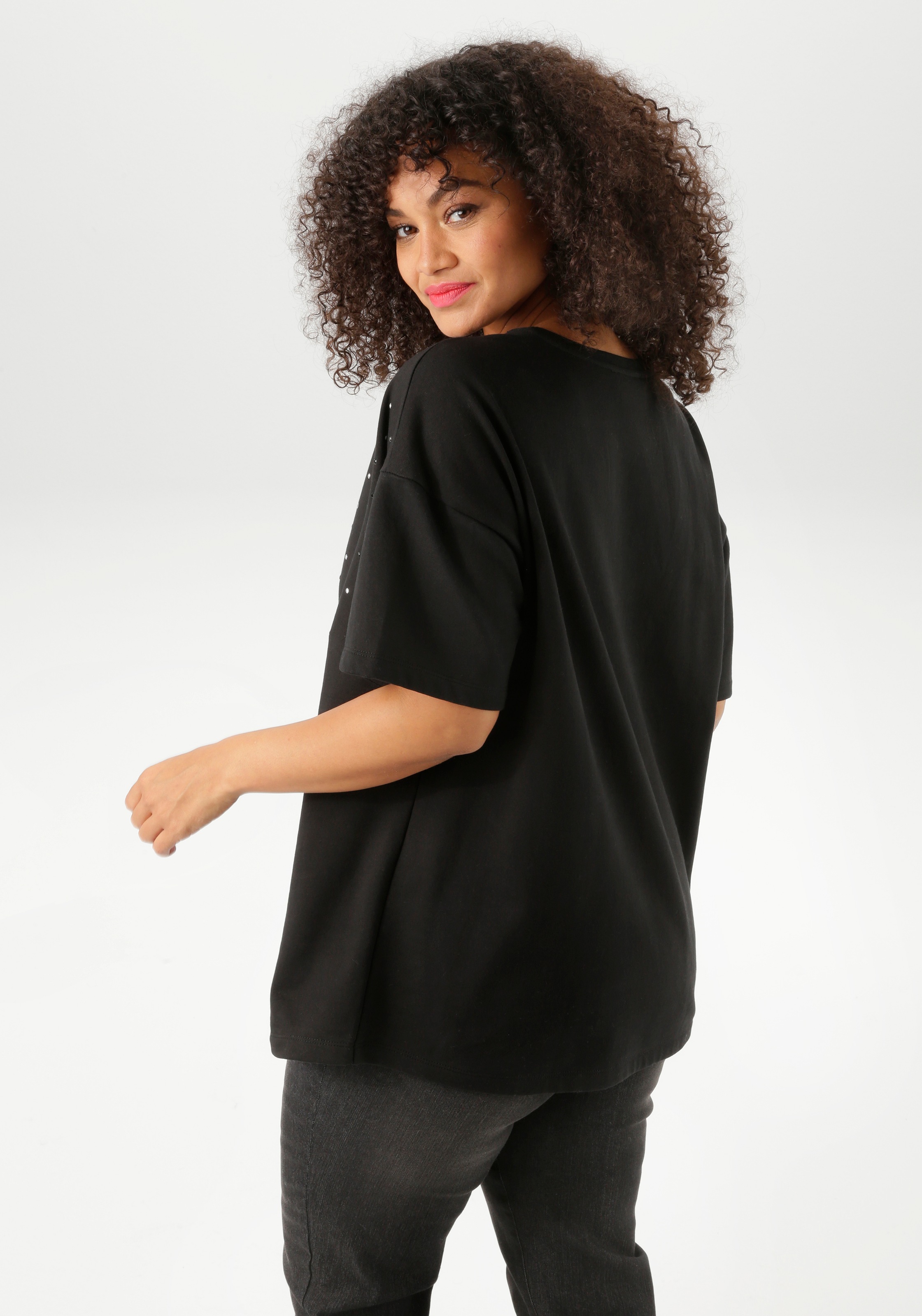 Aniston PLUS Kurzarmshirt mit Nieten Applikation verziert günstig online kaufen
