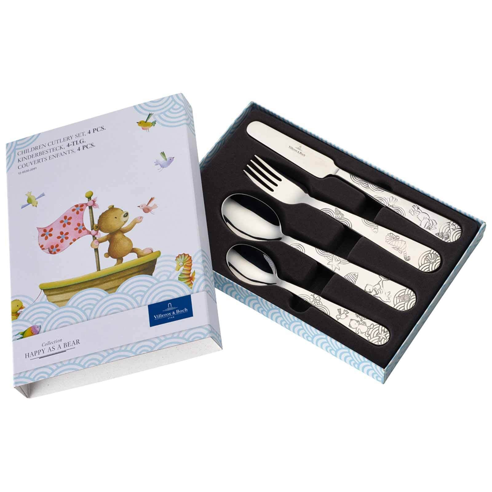 Villeroy & Boch Kinderbesteck »Kinderbesteck Happy as a Bear silber« Spülmaschinenfest