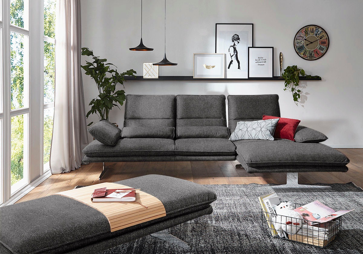 W.SCHILLIG Ecksofa »broadway, Designsofa mit tollem Sitzkomfort, L-Form«, Sitztiefenverstellung, Kopfteil- & Seitenteilverstellung, Breite 291cm