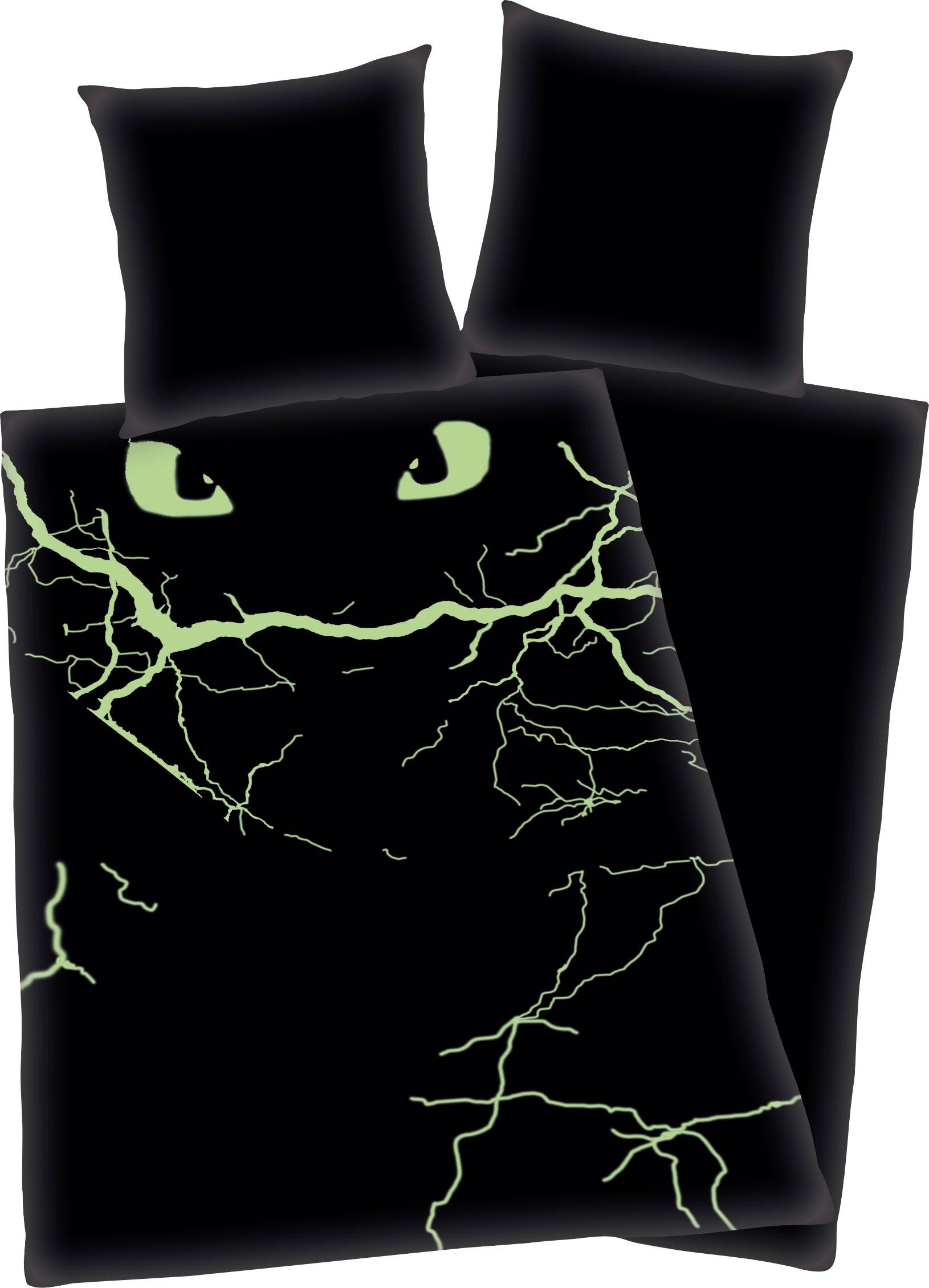 Kinderbettwäsche "Dragons Abenteuer" 2 Stk. mit Glow in the Dark Effekt günstig online kaufen