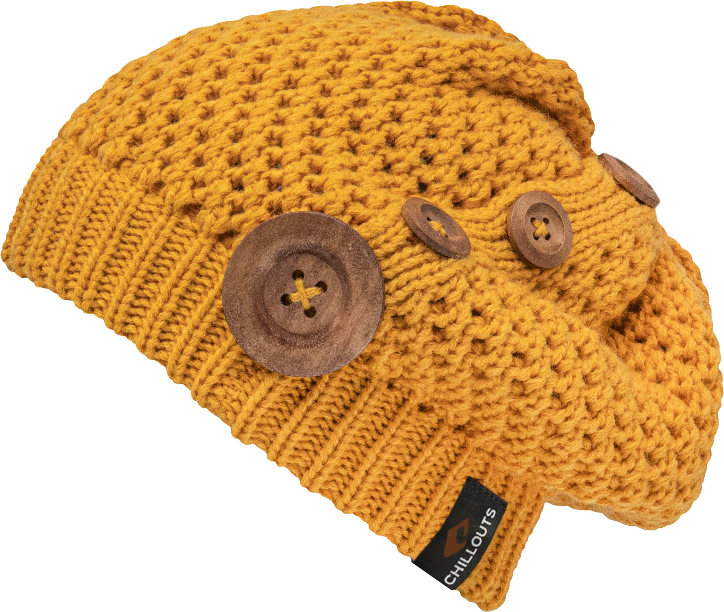 chillouts Beanie "Nelly Hat" mit modernem Strickmuster und Zierknöpfen