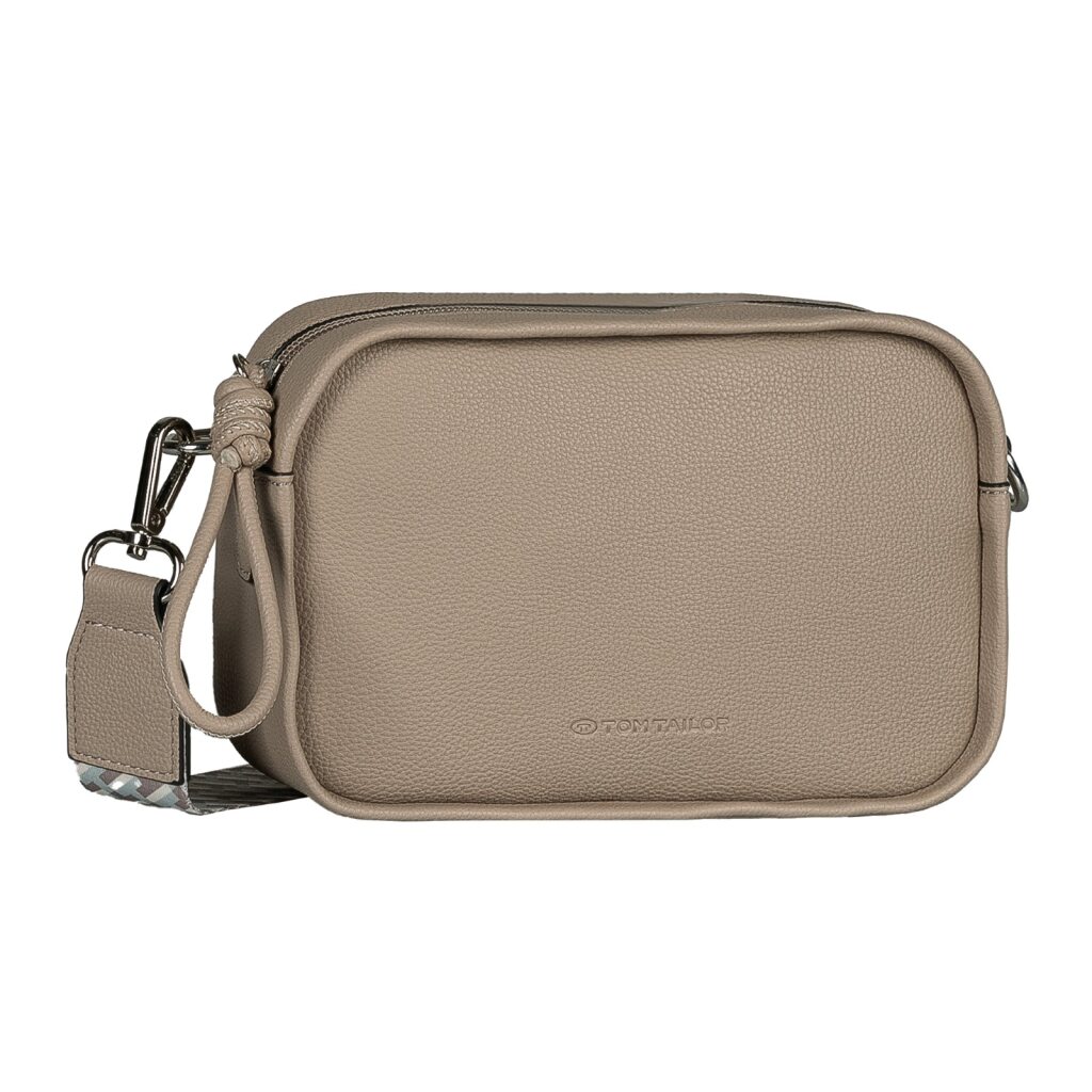TOM TAILOR Umhängetasche "Tatiana" Damen Handtasche, Kamerabag, fein gewebter dreifarbiger Gurtband