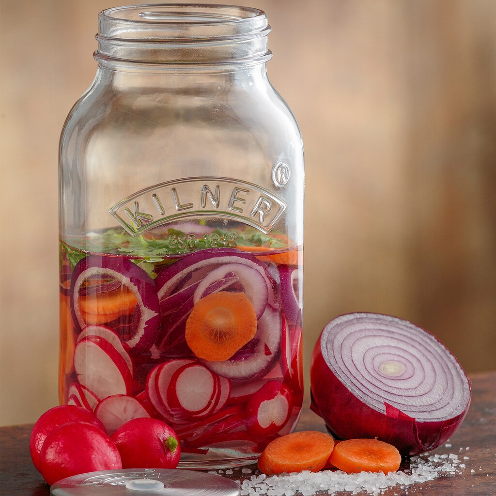 KILNER Aufbewahrungssystem, (Set, 2 tlg.), (Fermentier-Set), zum Konservieren von Gemüse á 1 Liter