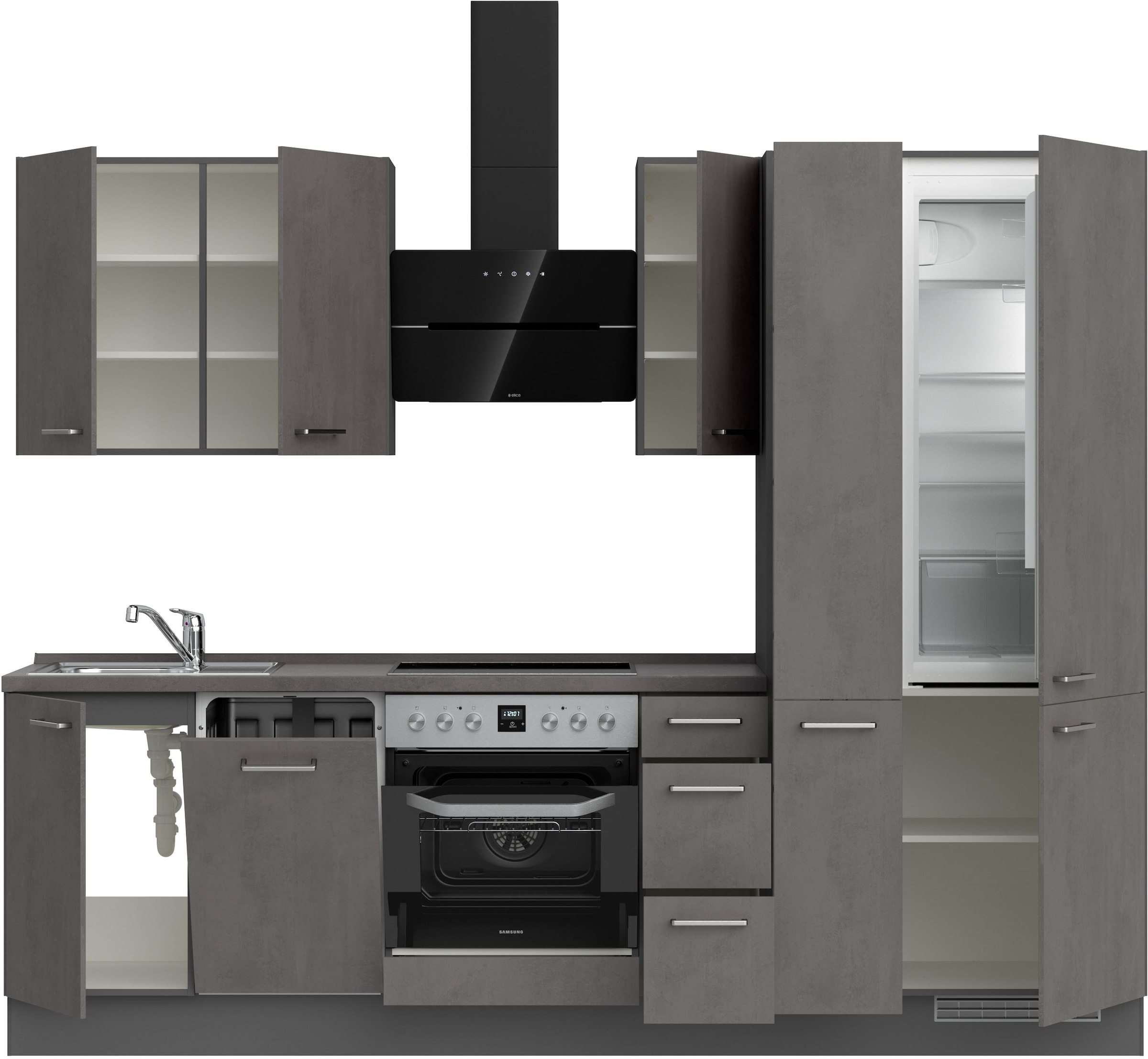 nobilia® Küchenzeile »"Riva II"«, vormontiert, Ausrichtung wählbar, Breite 270 cm, wahlw. mit E-Geräten