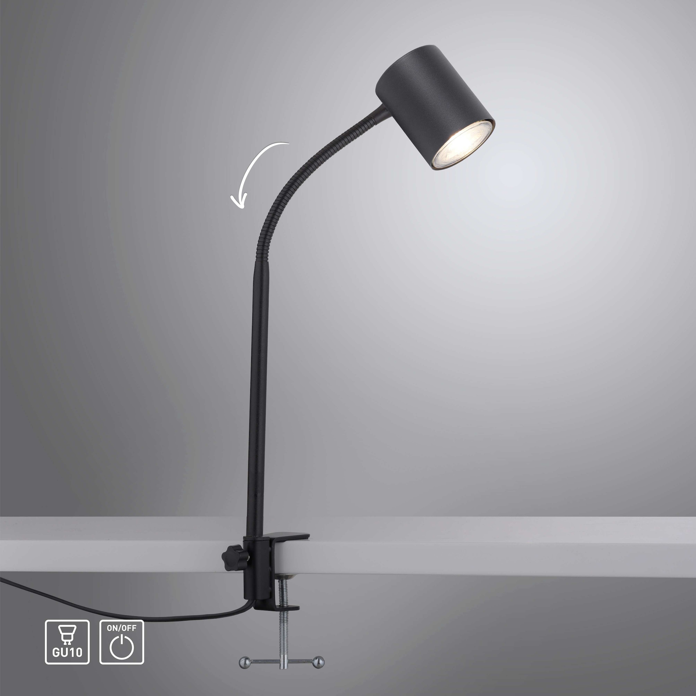 my home Klemmleuchte »Maci«, 1 flammig, Leuchtmittel GU10 | Leuchtmittel wechselbar, Leselampe Bettlampe Nachttischlampe