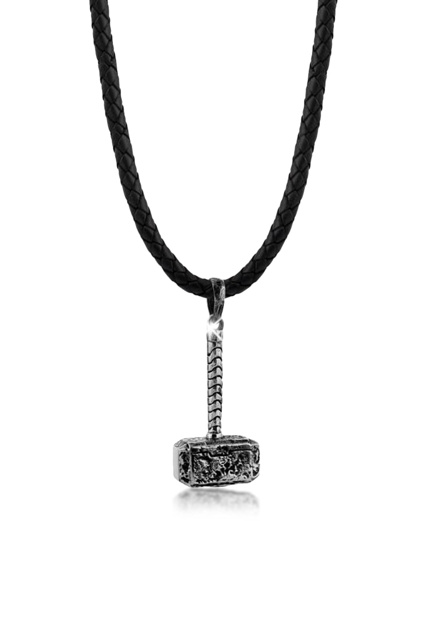 Kuzzoi Kette mit Anhänger »Lederkette Hammer Anhänger Matt Oxidiert 925  Silber« online bestellen | BAUR