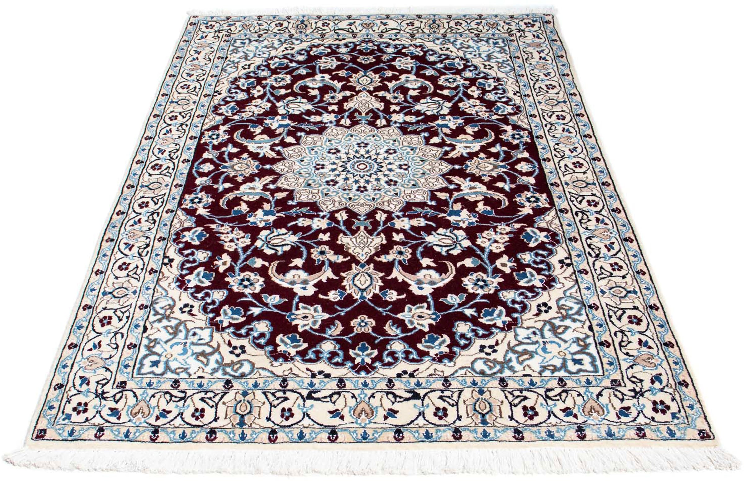 morgenland Orientteppich "Perser - Nain - Royal - 182 x 110 cm - dunkelrot", rechteckig, 10 mm Höhe, Wohnzimmer, Handgek