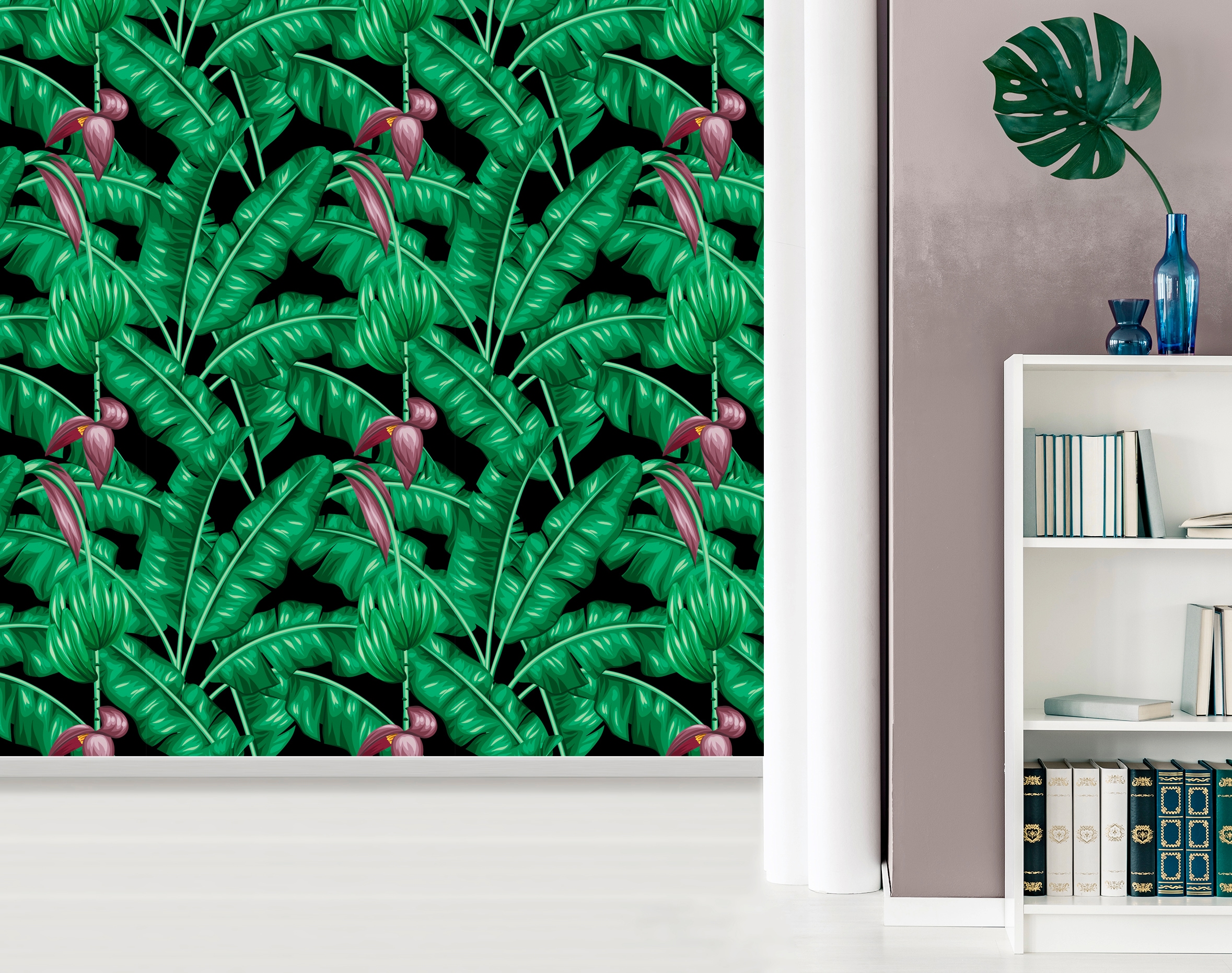 queence Vinyltapete »Jessica«, bedruckt-Motiv-botanisch-floral-gemustert-natürlich, 90x250cm, selbstklebend, kinderleichte Anbringung, Sticker